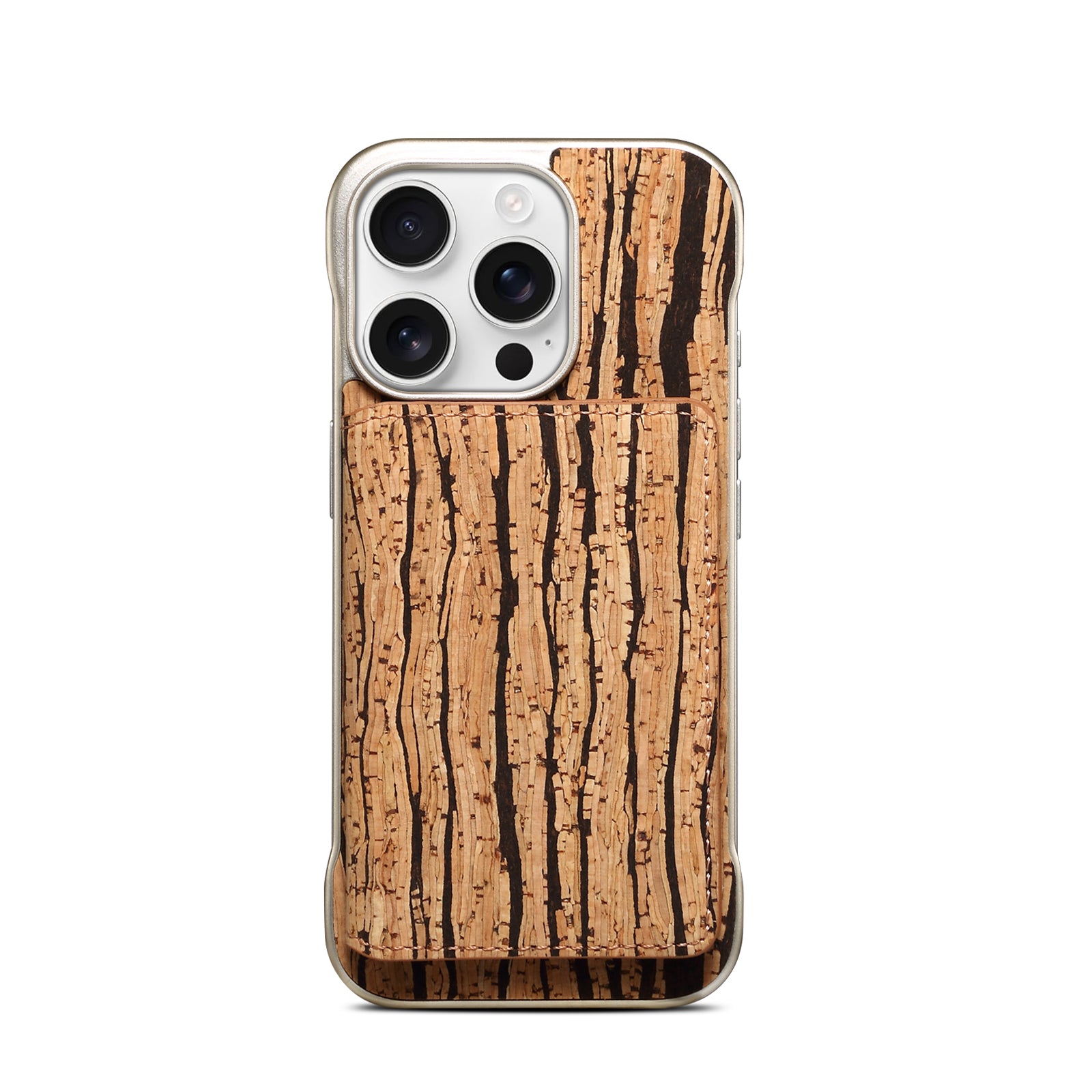 iPhone Series 2IN1 Magnetic Cork Wooden Phone Case & Card Bag(Yellow)