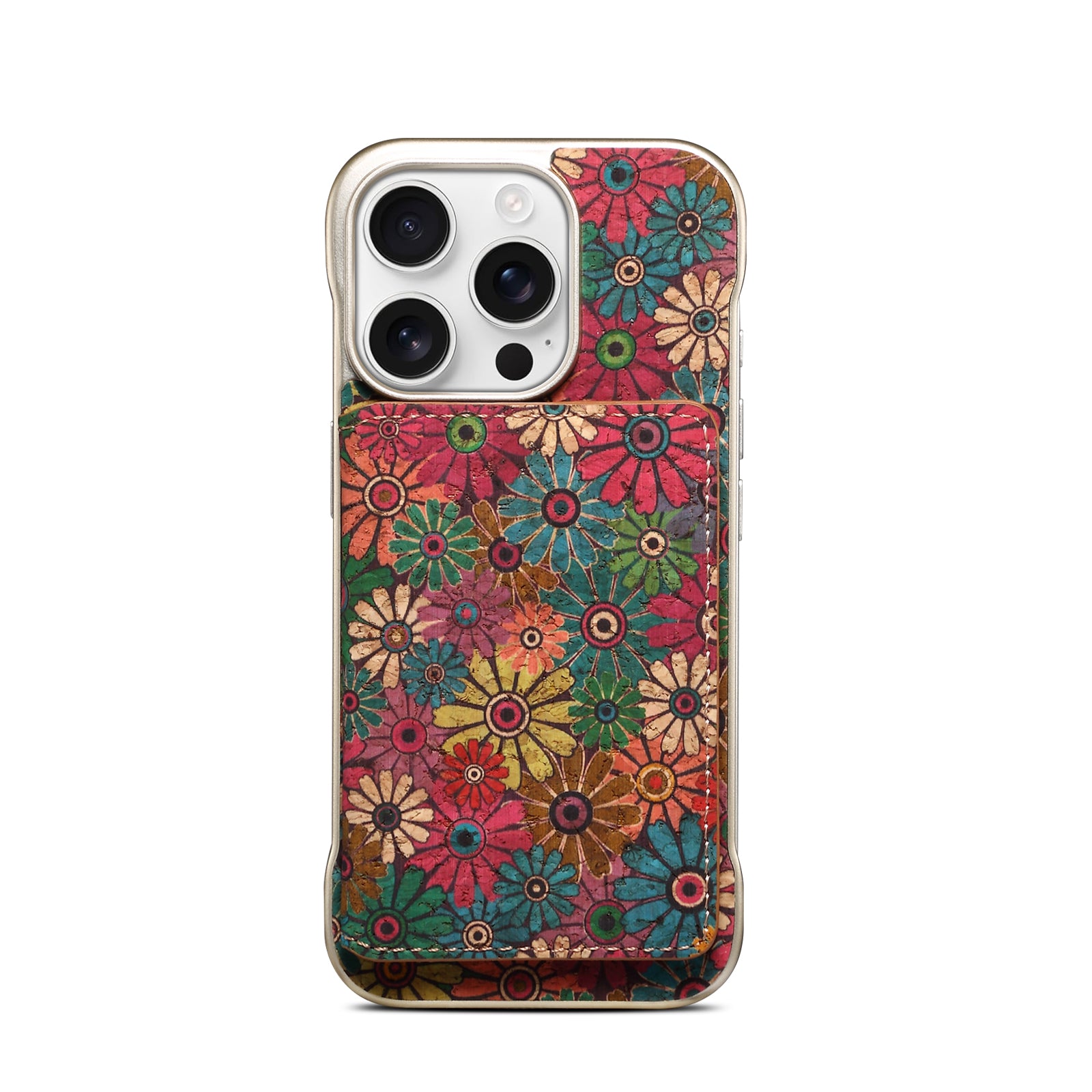 iPhone Series 2IN1 Magnetic Cork Wooden Phone Case & Card Bag(Green)