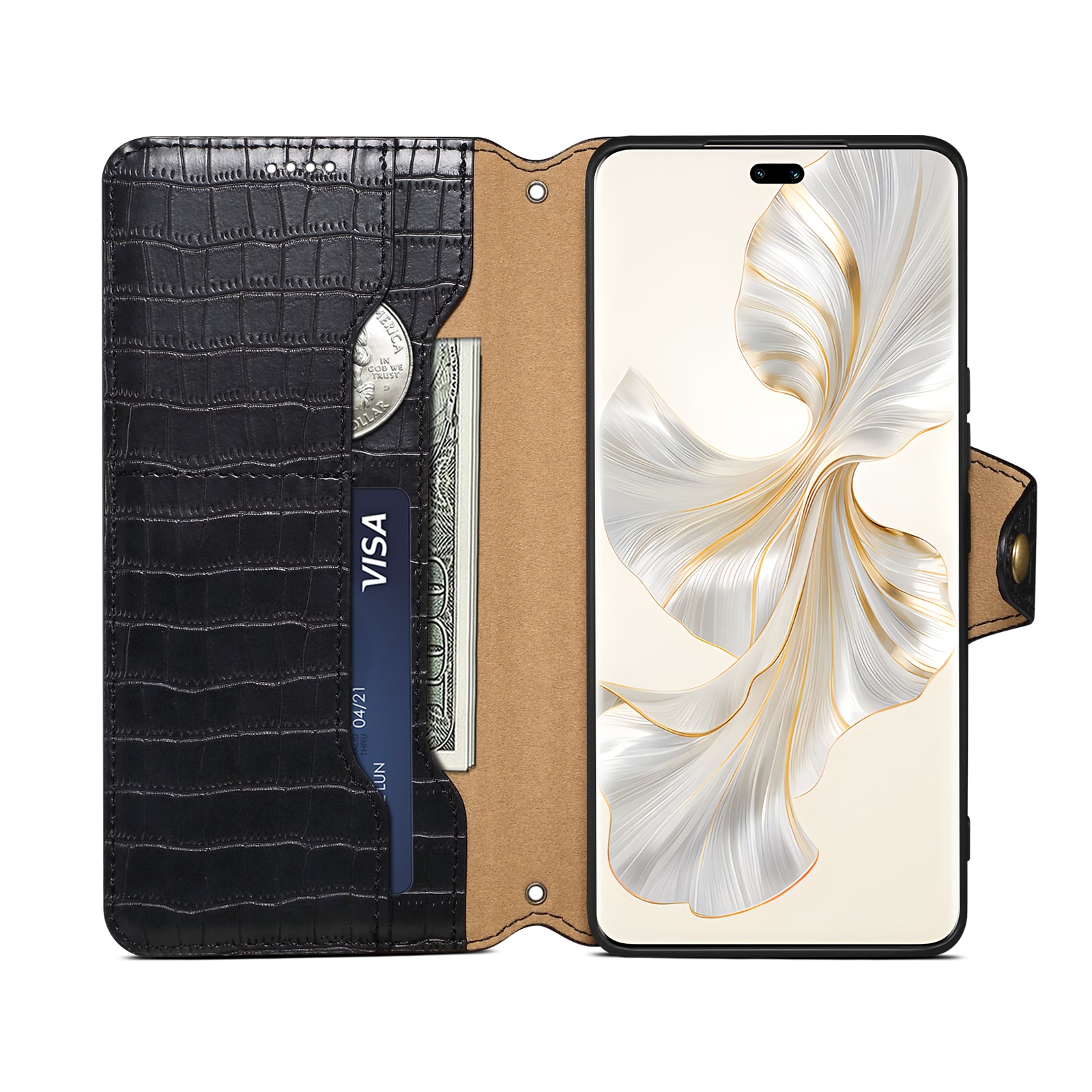 Crocodile PU Leather Honor Cover Wallet Phone Case(Black)