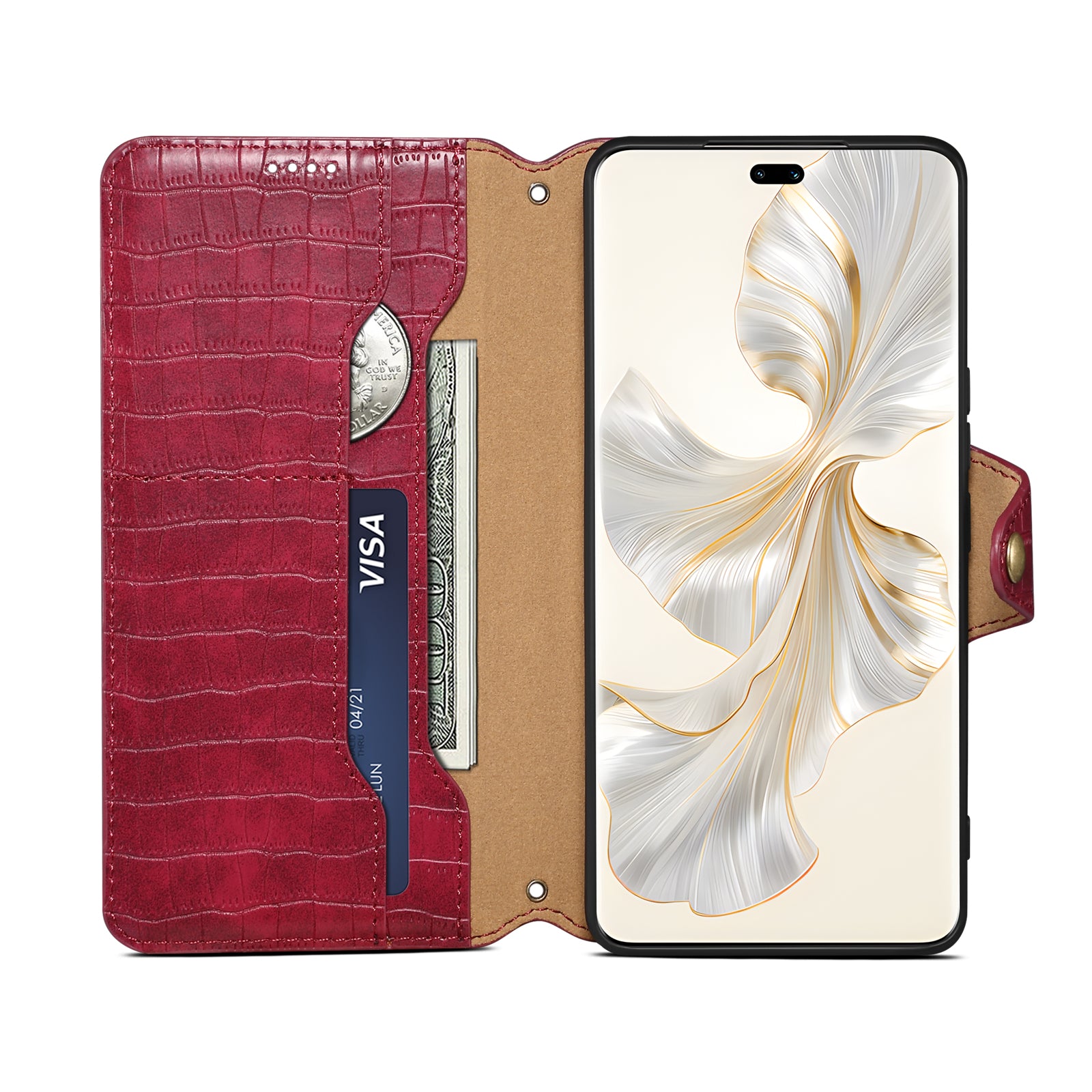 Crocodile PU Leather Honor Cover Wallet Phone Case(Red)