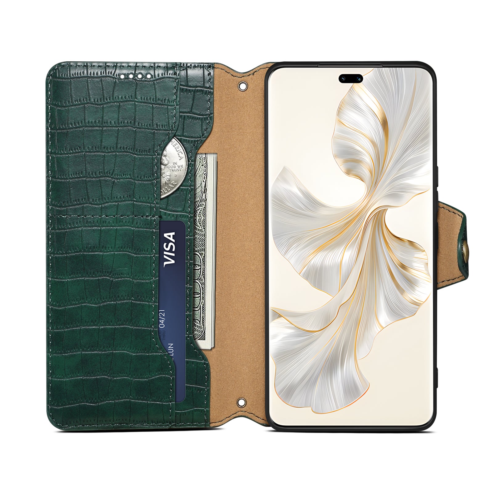 Crocodile PU Leather Honor Cover Wallet Phone Case(Green)