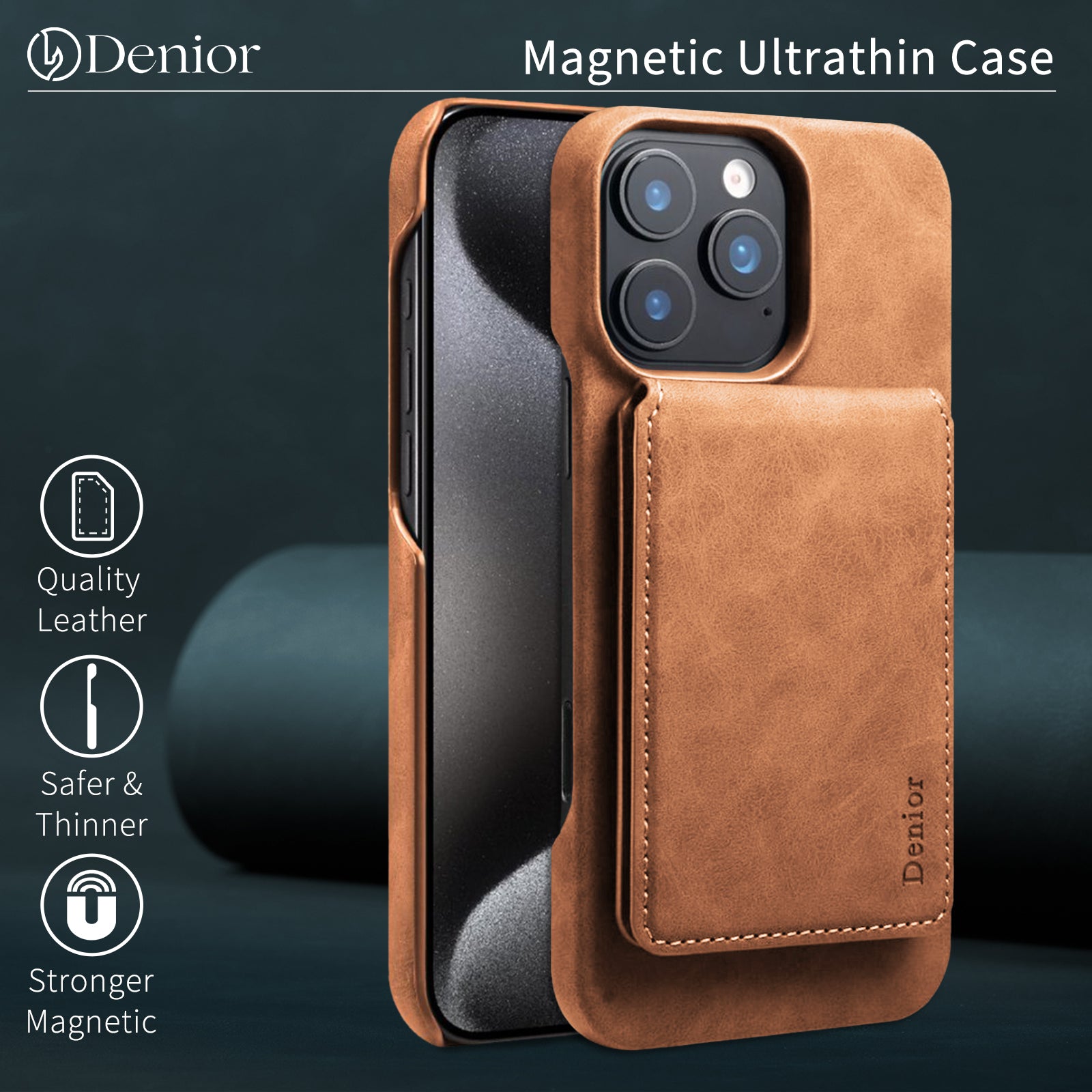 iPhone Series 2IN1 Magnetic Case & RFID Card Bag(Brown)