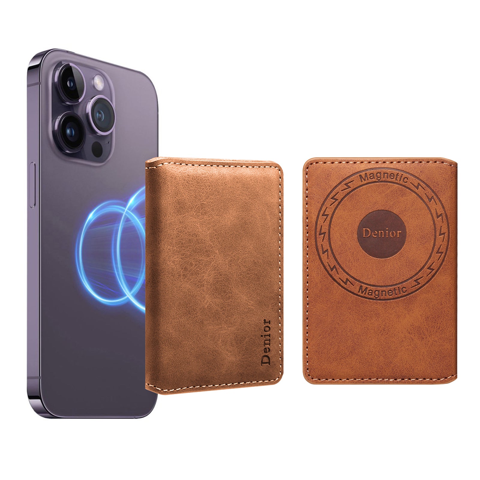 RFID Magnetic Slim Credit Card Bag(Brown)
