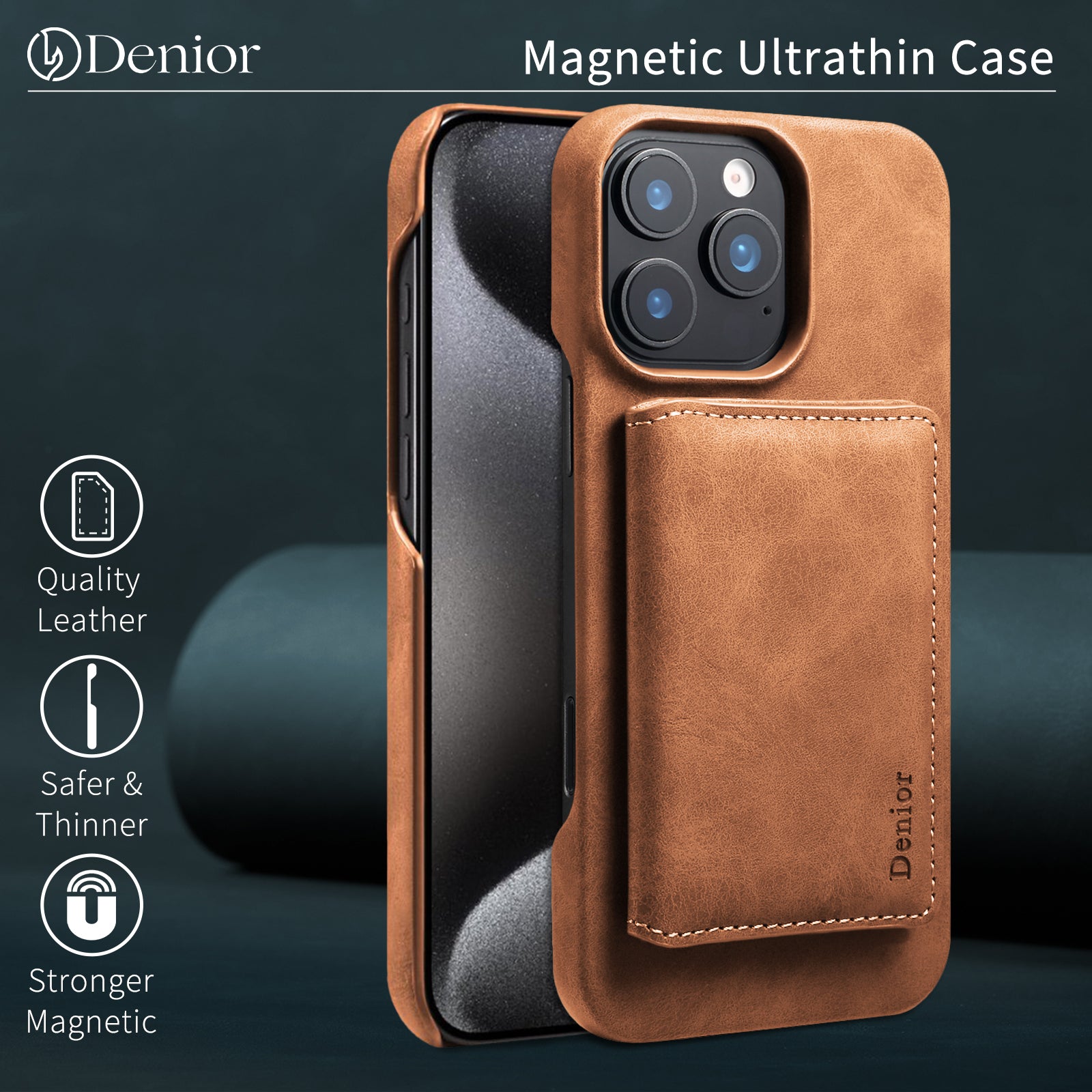 iPhone Series 2IN1 Magnetic Case & RFID Card Bag(Brown)