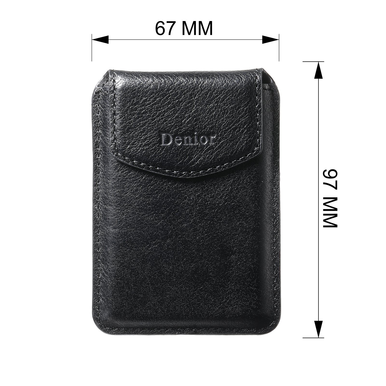 Magnetic Genuine Leather Bracket Credit Card Bag(Black)
