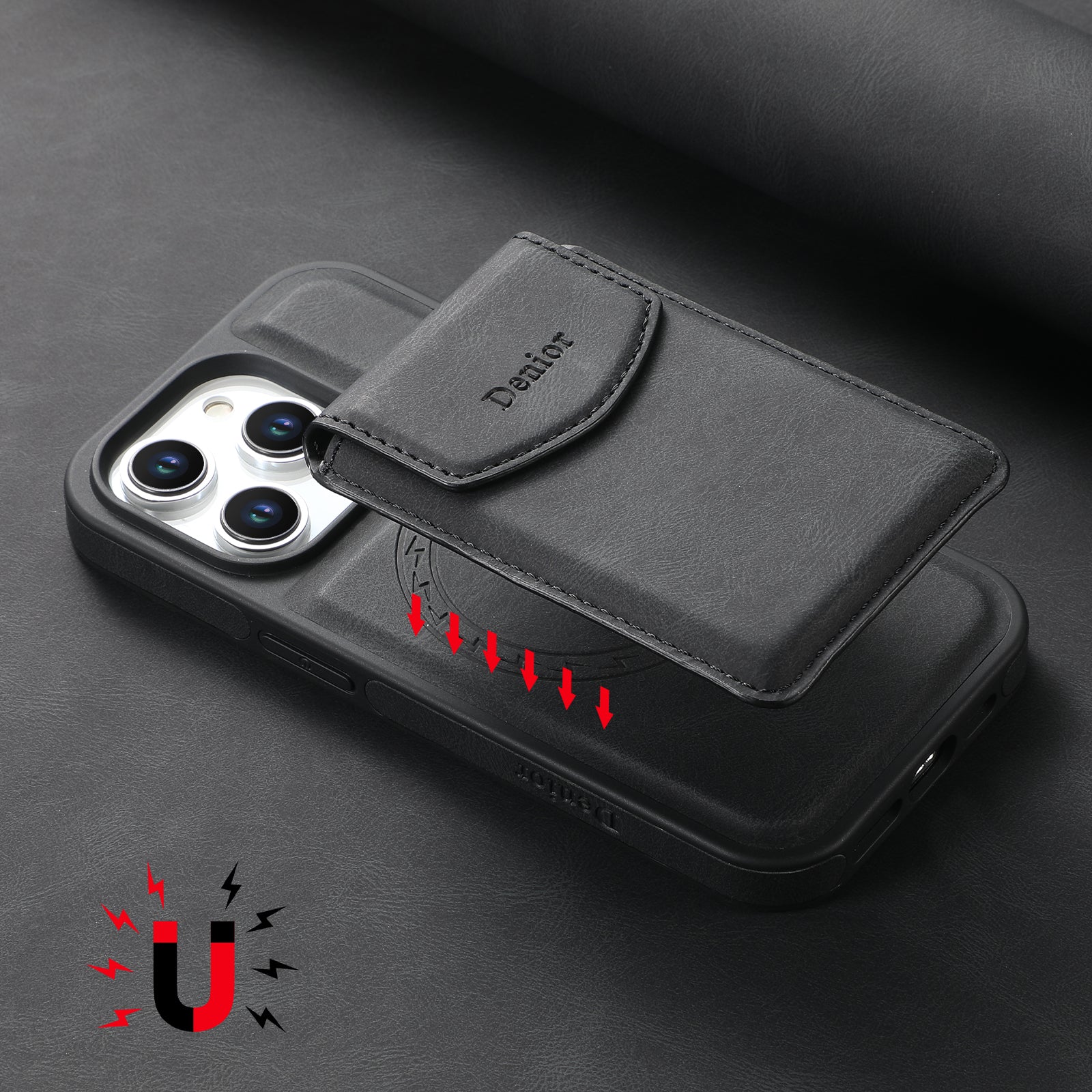 iPhone Series 2IN1 Magnetic Case & Card Bag(Black)