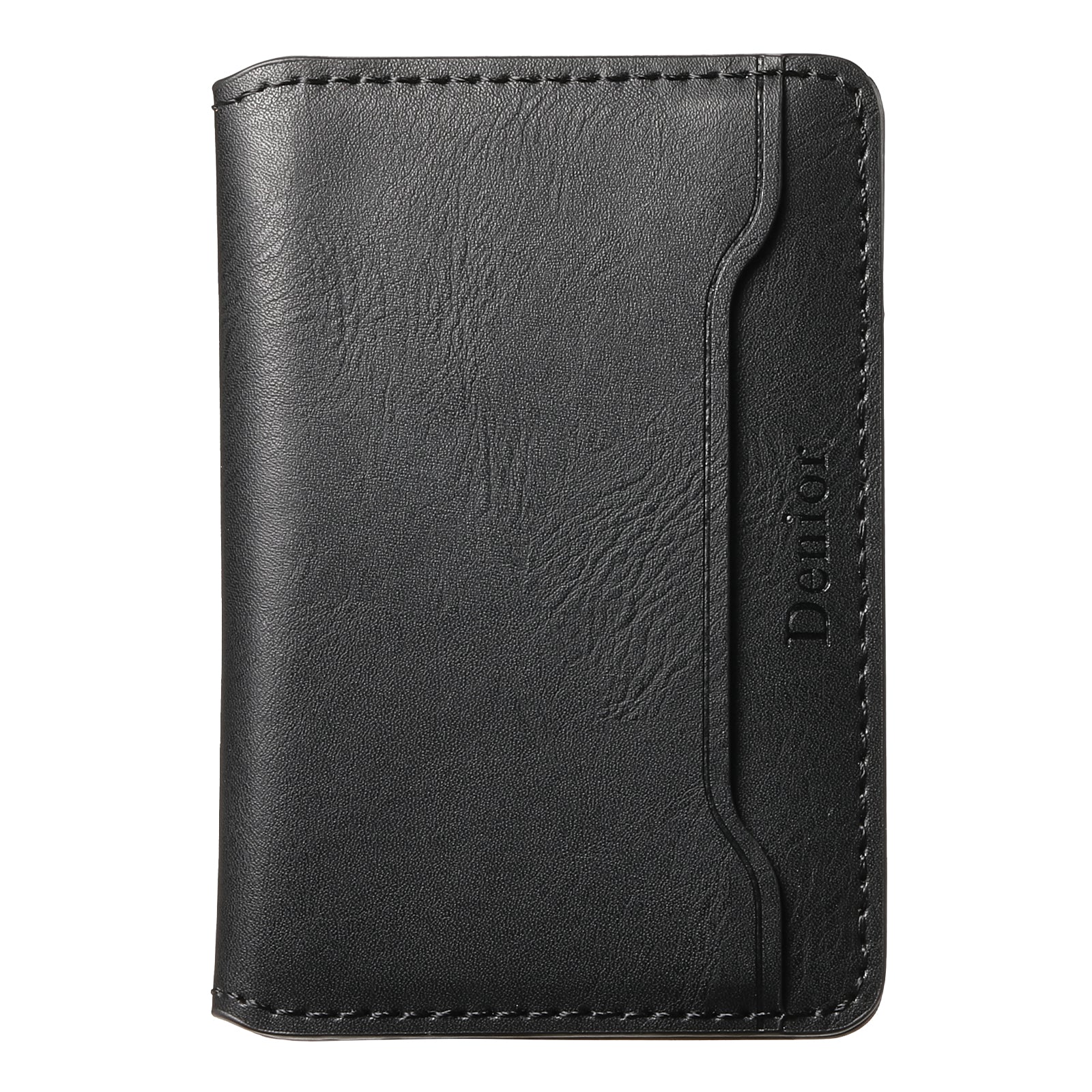 Magnetic Cowhide Pattern Credit Card Bag(Black)