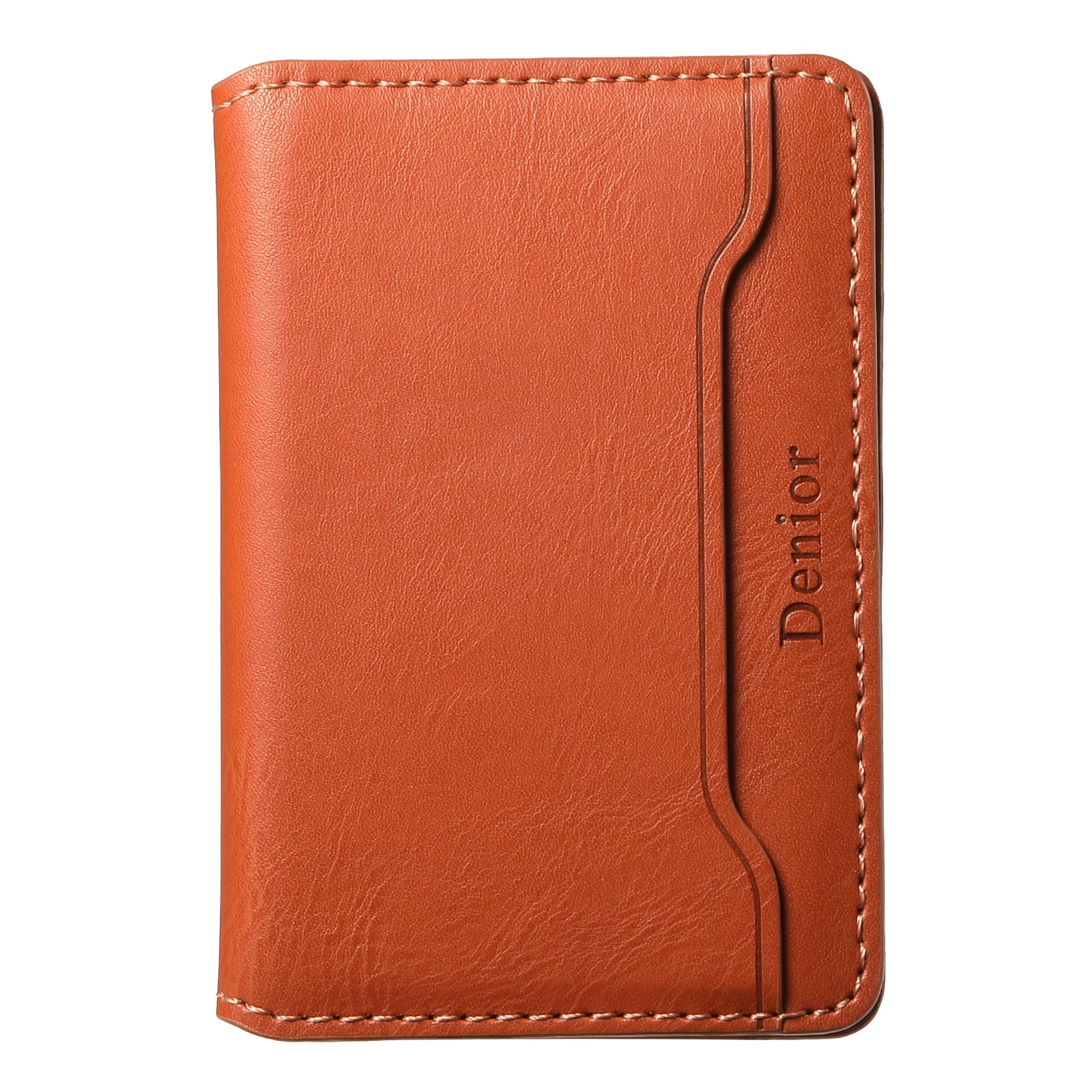 Magnetic Cowhide Pattern Credit Card Bag(Brown)