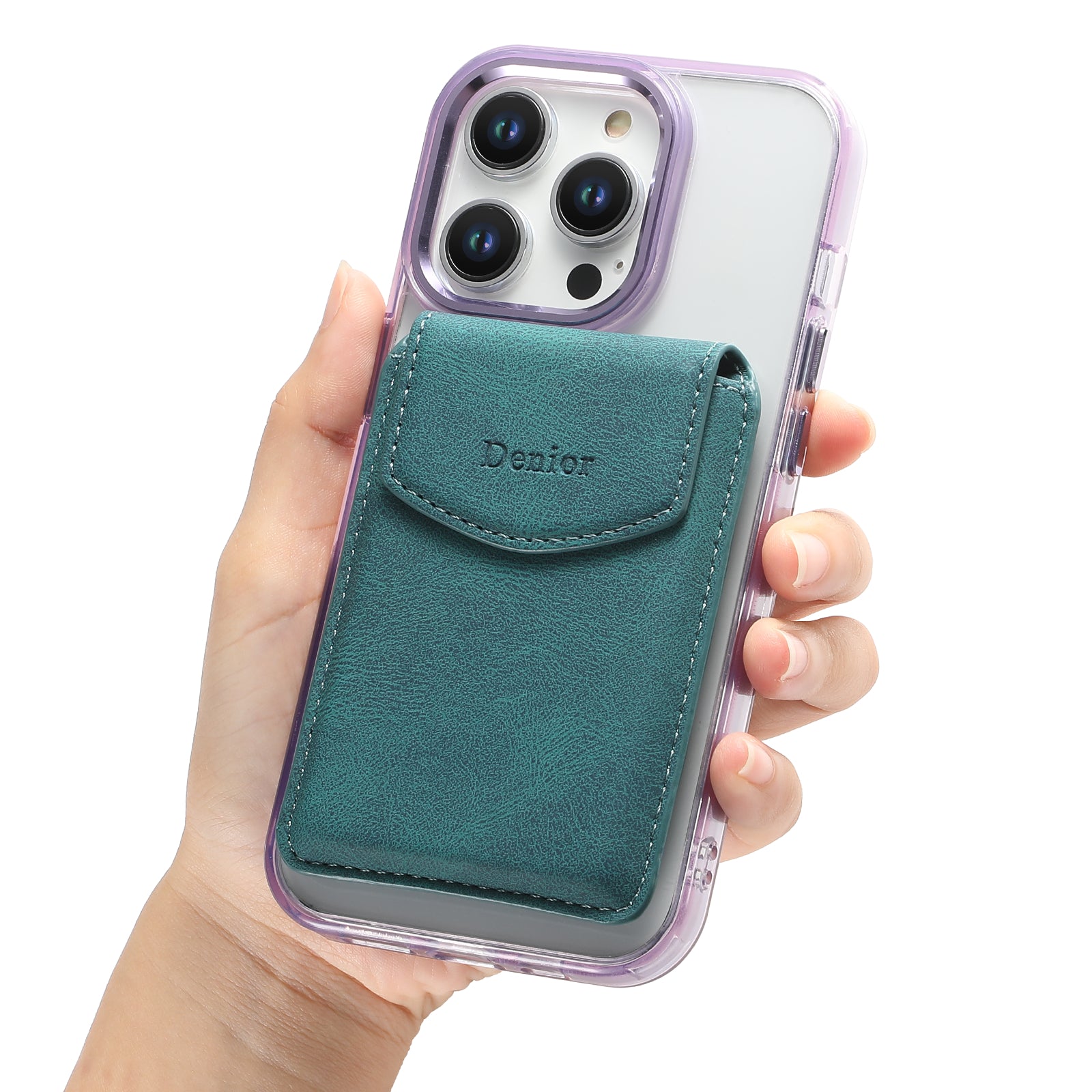 Magnetic Bracket Leather Credit Card Bag(Blue)