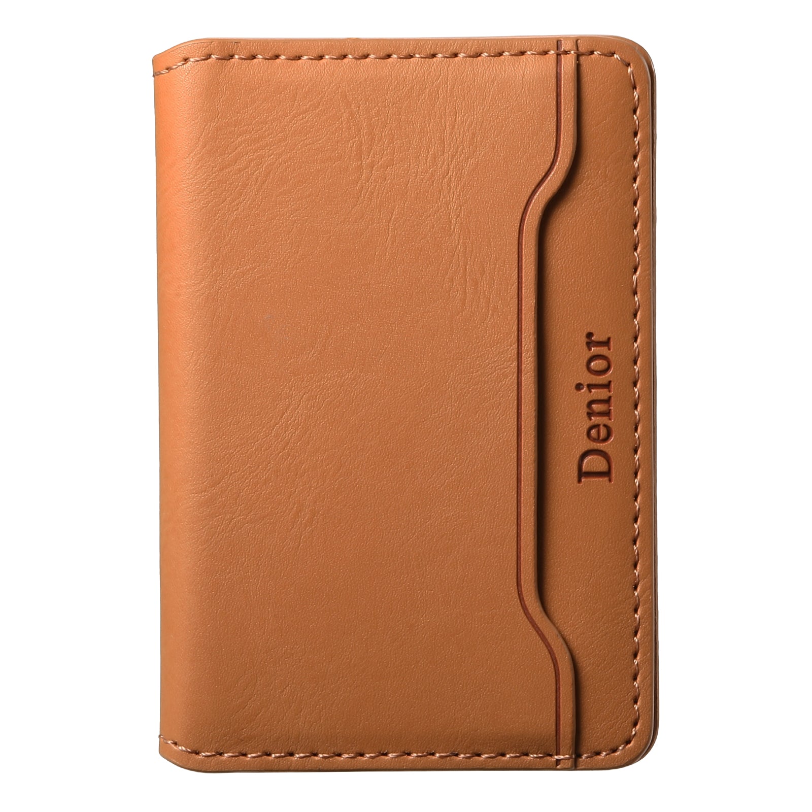 Magnetic Cowhide Pattern Credit Card Bag(Kahki)