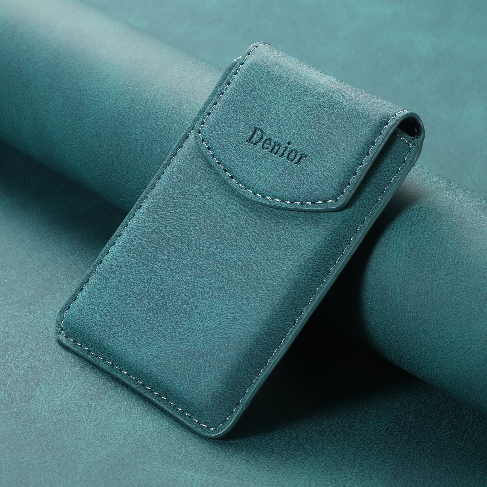 Magnetic Bracket Leather Credit Card Bag(Blue)