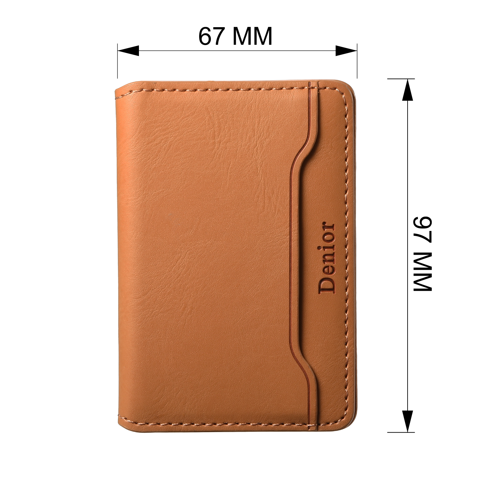 Magnetic Cowhide Pattern Credit Card Bag(Kahki)