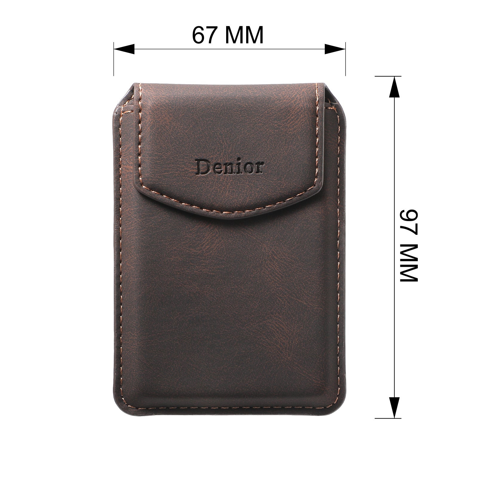 Magnetic Bracket Leather Credit Card Bag(Brown)