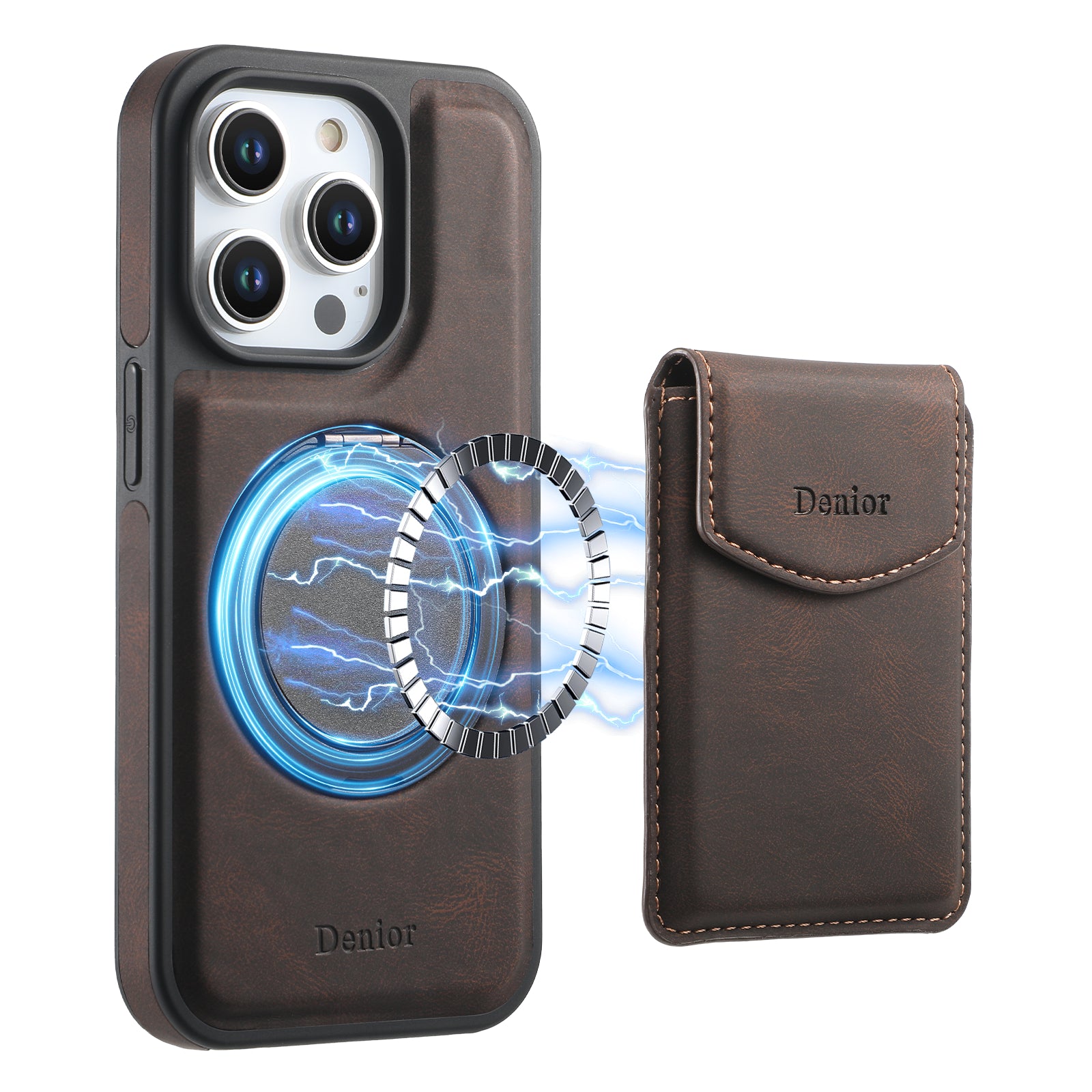 iPhone Series 2IN1 Magnetic Case & Card Bag(Brown)