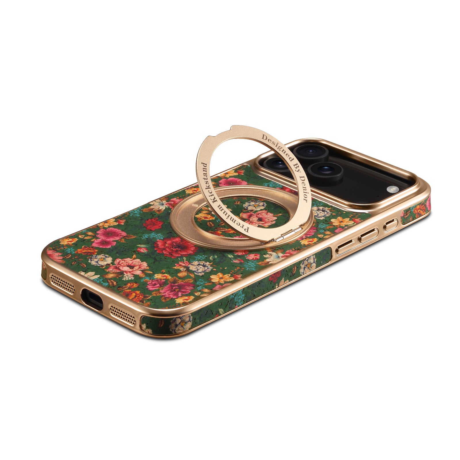 IPhone Series 360 ° Rotating Bracket Anti Drop Cork Phone Case (Green)