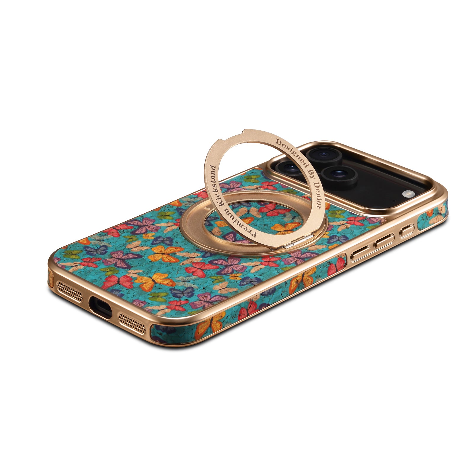 IPhone Series 360 ° Rotating Bracket Anti Drop Cork Phone Case (Blue)