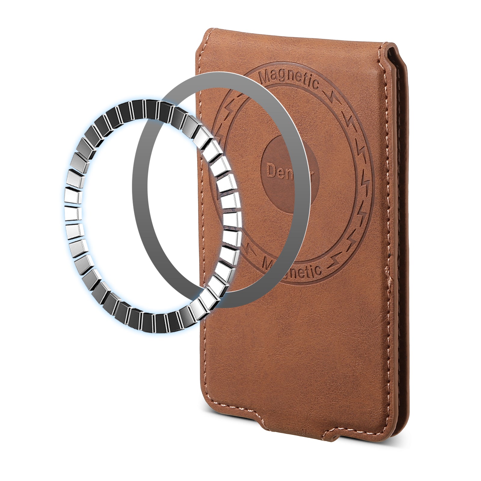 Magnetic Bracket Slim Credit Card Bag(Brown)