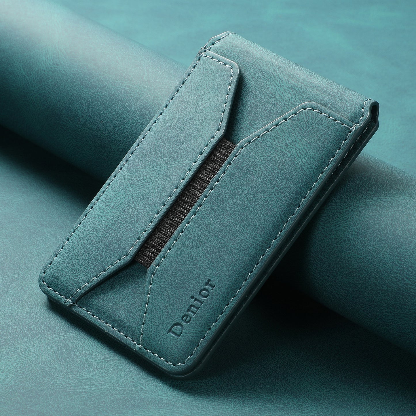 Bifold Vertical Elastic Rope Clip PU Leather Mag Wallet - Skin Feel