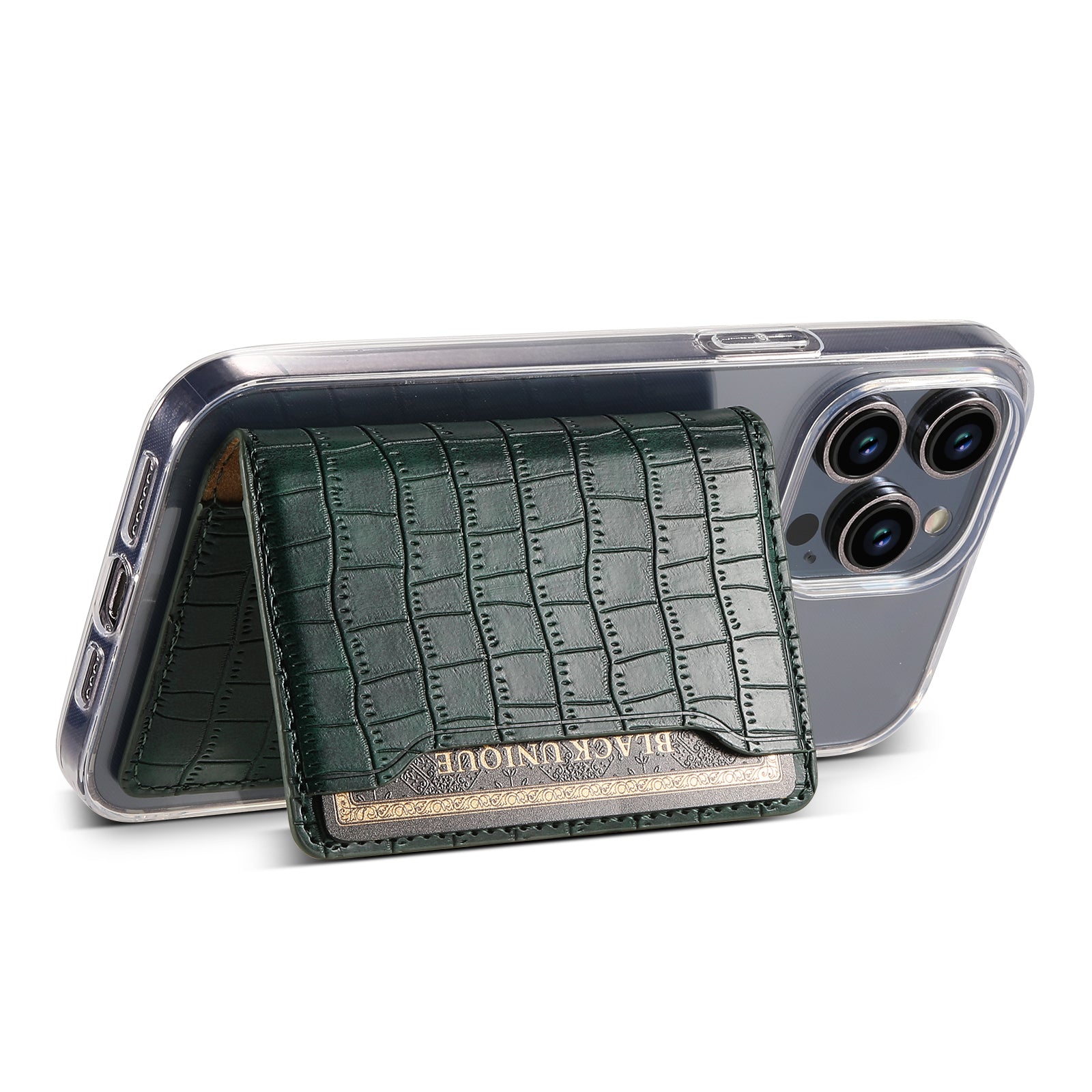 Alligator Pattern Leather Bracket Ultra-Thin Credit Card Bag(Green)