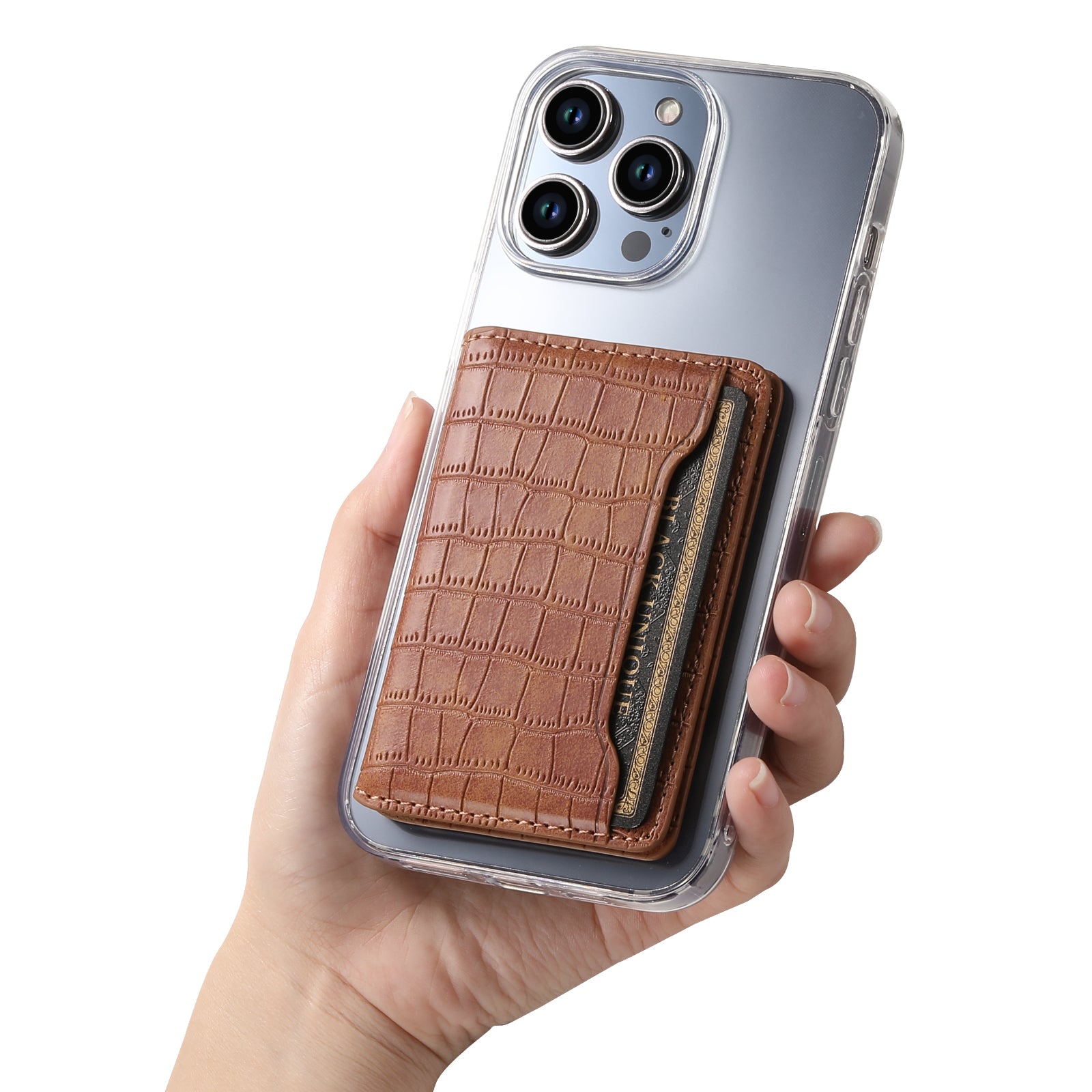 Alligator Pattern Leather Bracket Ultra-Thin Credit Card Bag(Brown)