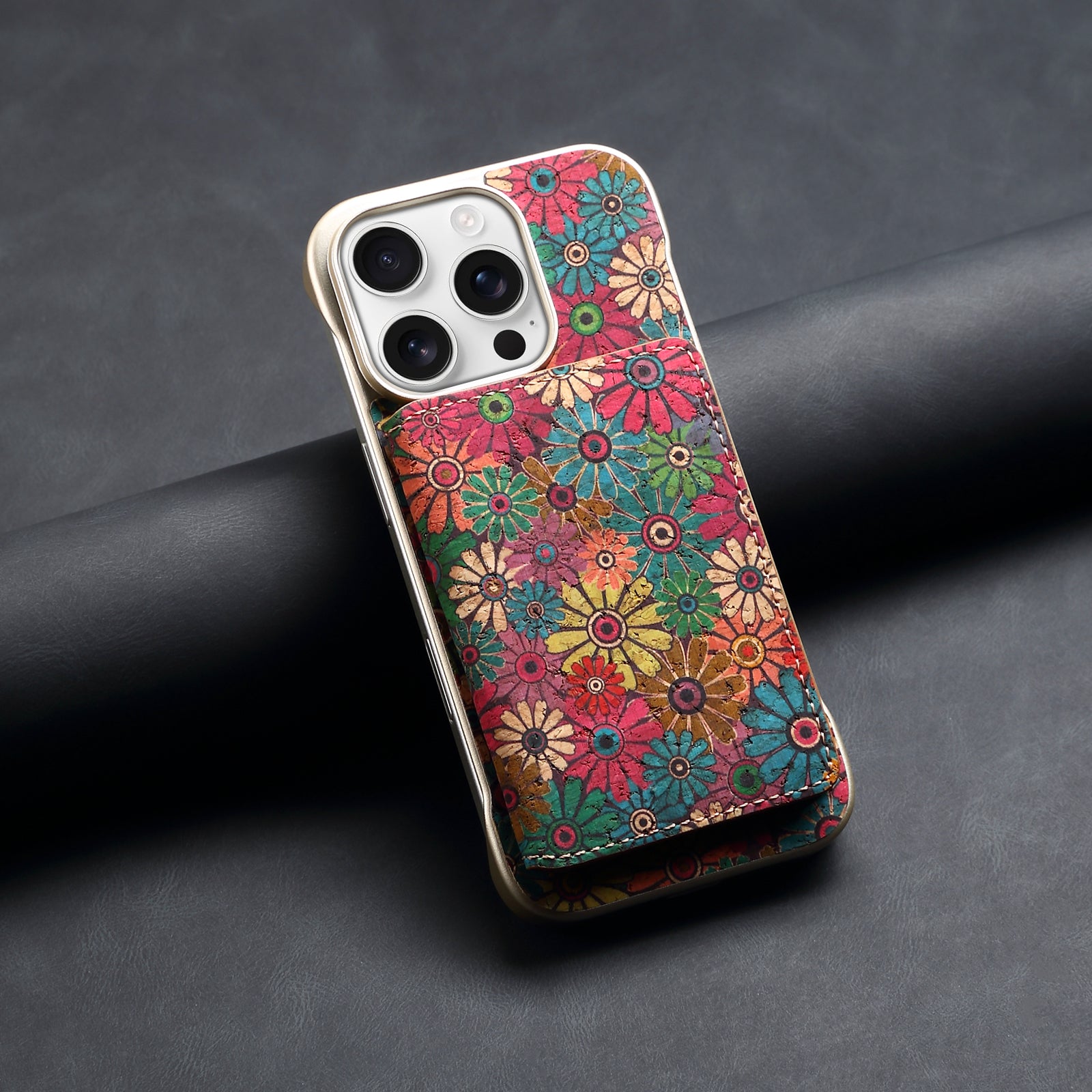 iPhone Series 2IN1 Magnetic Cork Wooden Phone Case & Card Bag(Green)