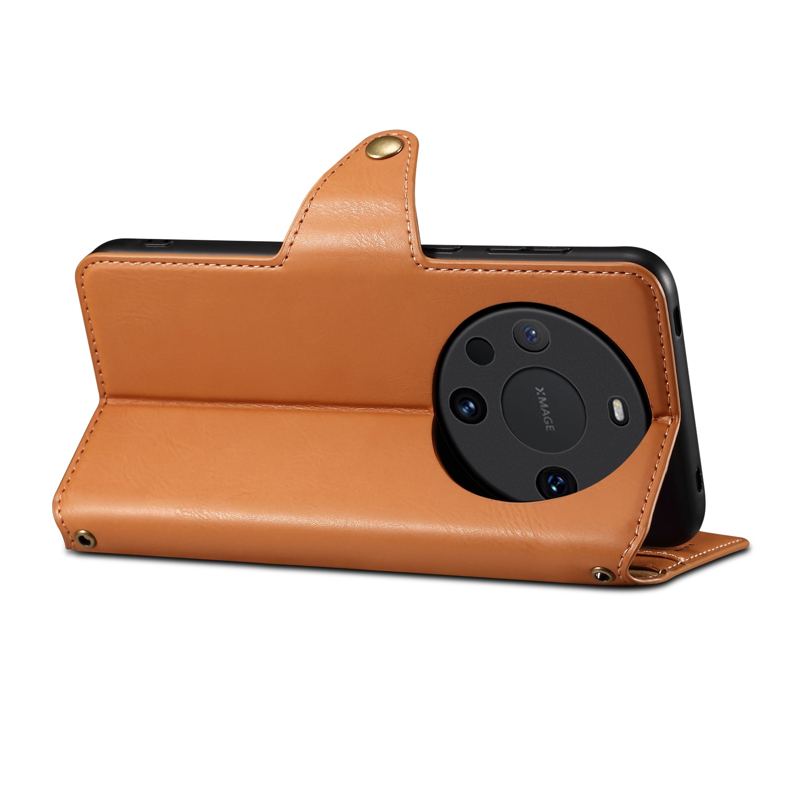 Huawei Simple PU Leather Flip Card Wallet Stand Phone Case(Khaki)