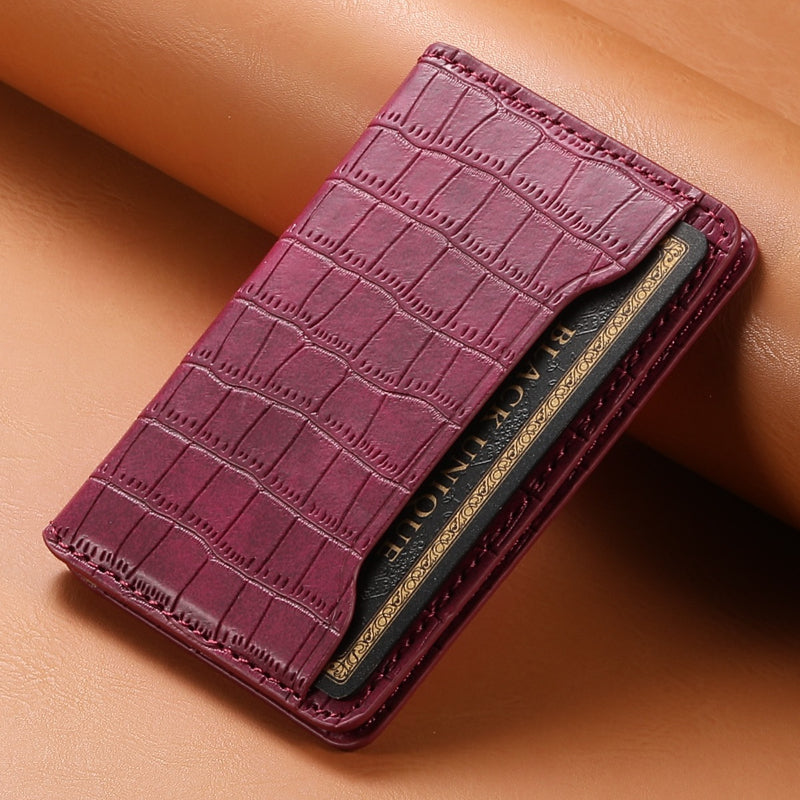 Bifold PU Leather Glue Wallet - Outer Slot Crocodile pattern
