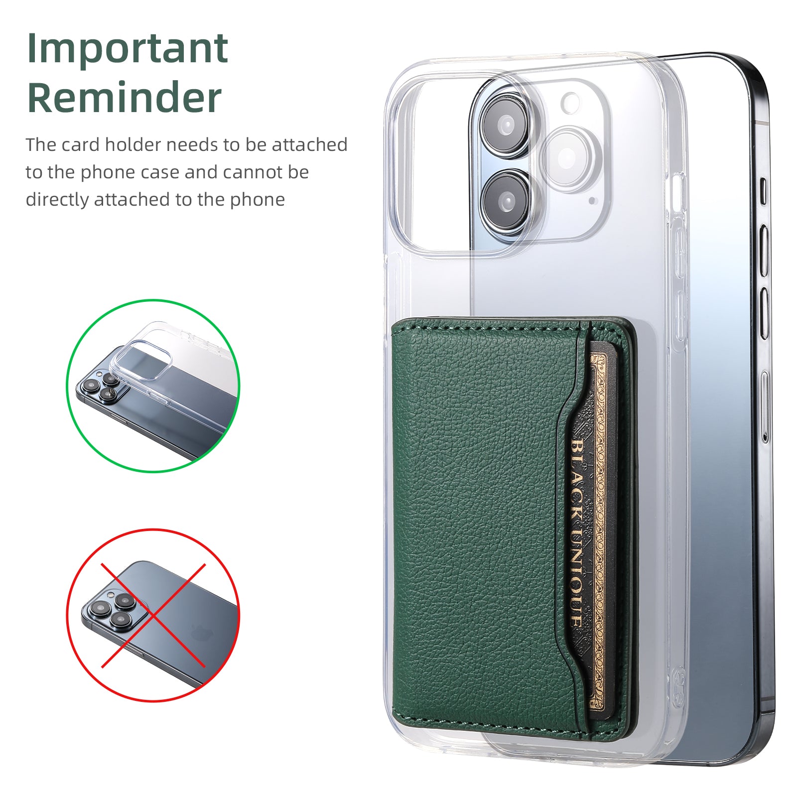 Litchi patterned Leather Bracket Ultra-Thin Credit Card Bag(Green)