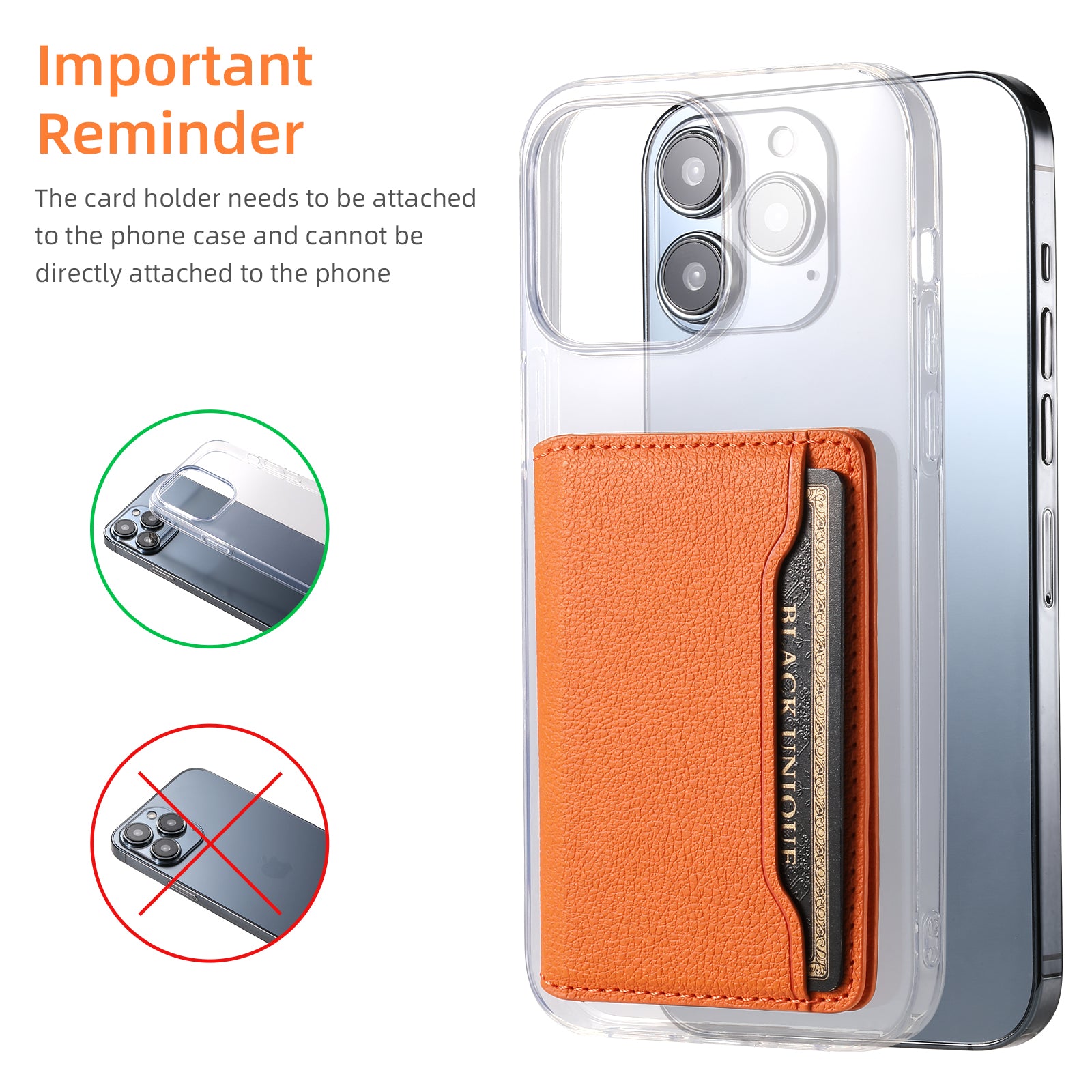 Litchi patterned Leather Bracket Ultra-Thin Credit Card Bag(Orange)