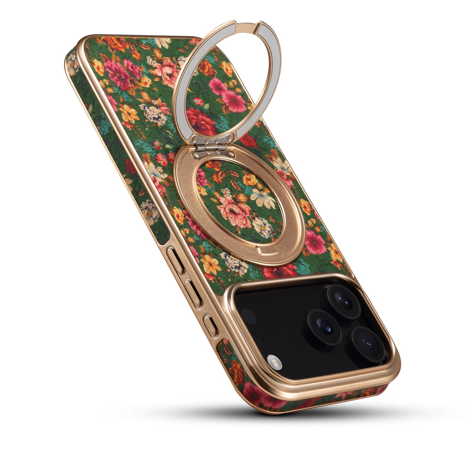 IPhone Series 360 ° Rotating Bracket Anti Drop Cork Phone Case (Green)