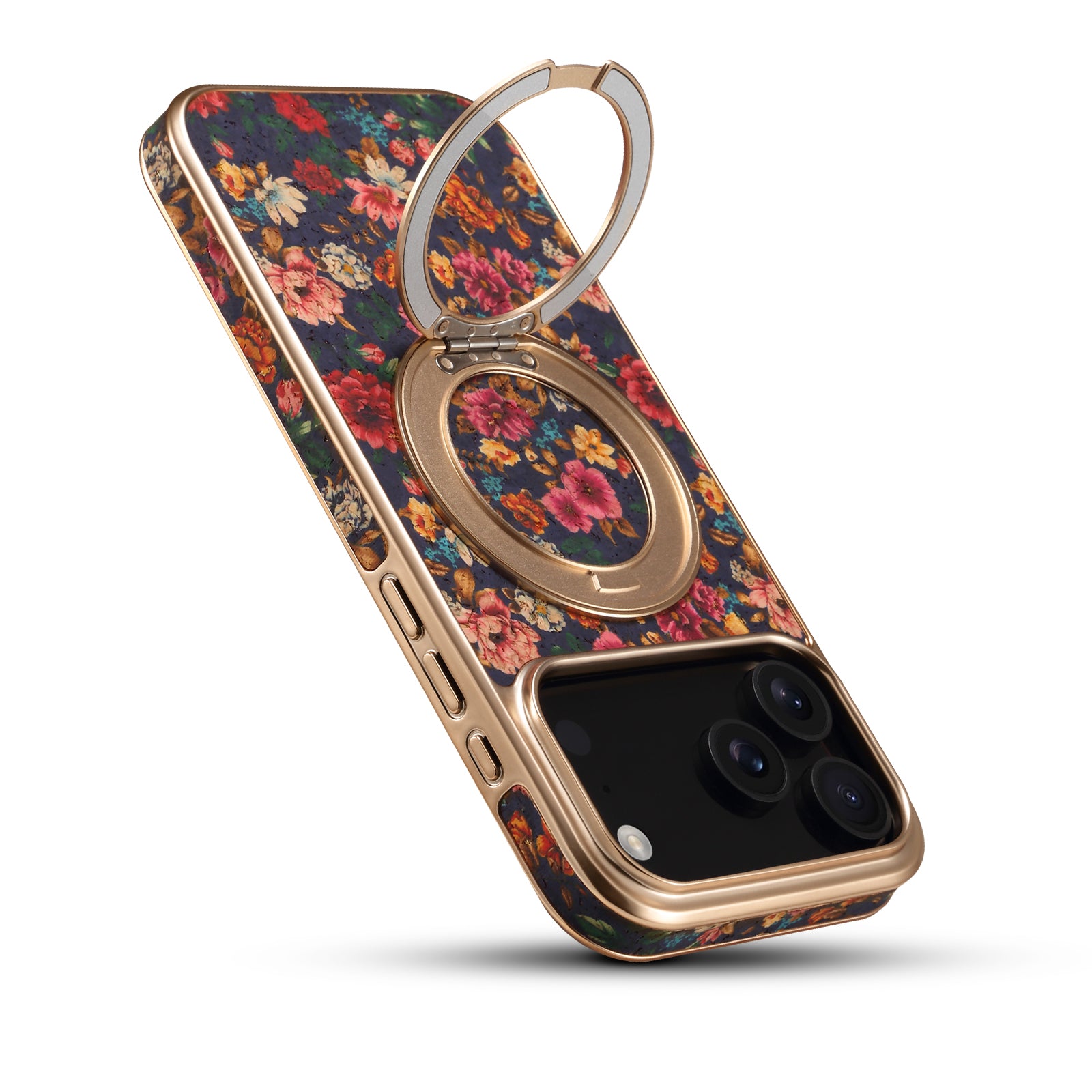 IPhone Series 360 ° Rotating Bracket Anti Drop Cork Phone Case (Purple)