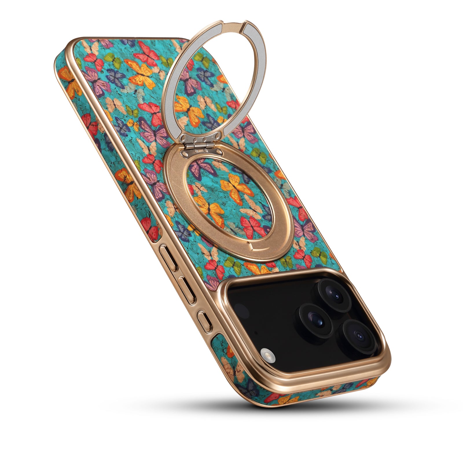 IPhone Series 360 ° Rotating Bracket Anti Drop Cork Phone Case (Blue)