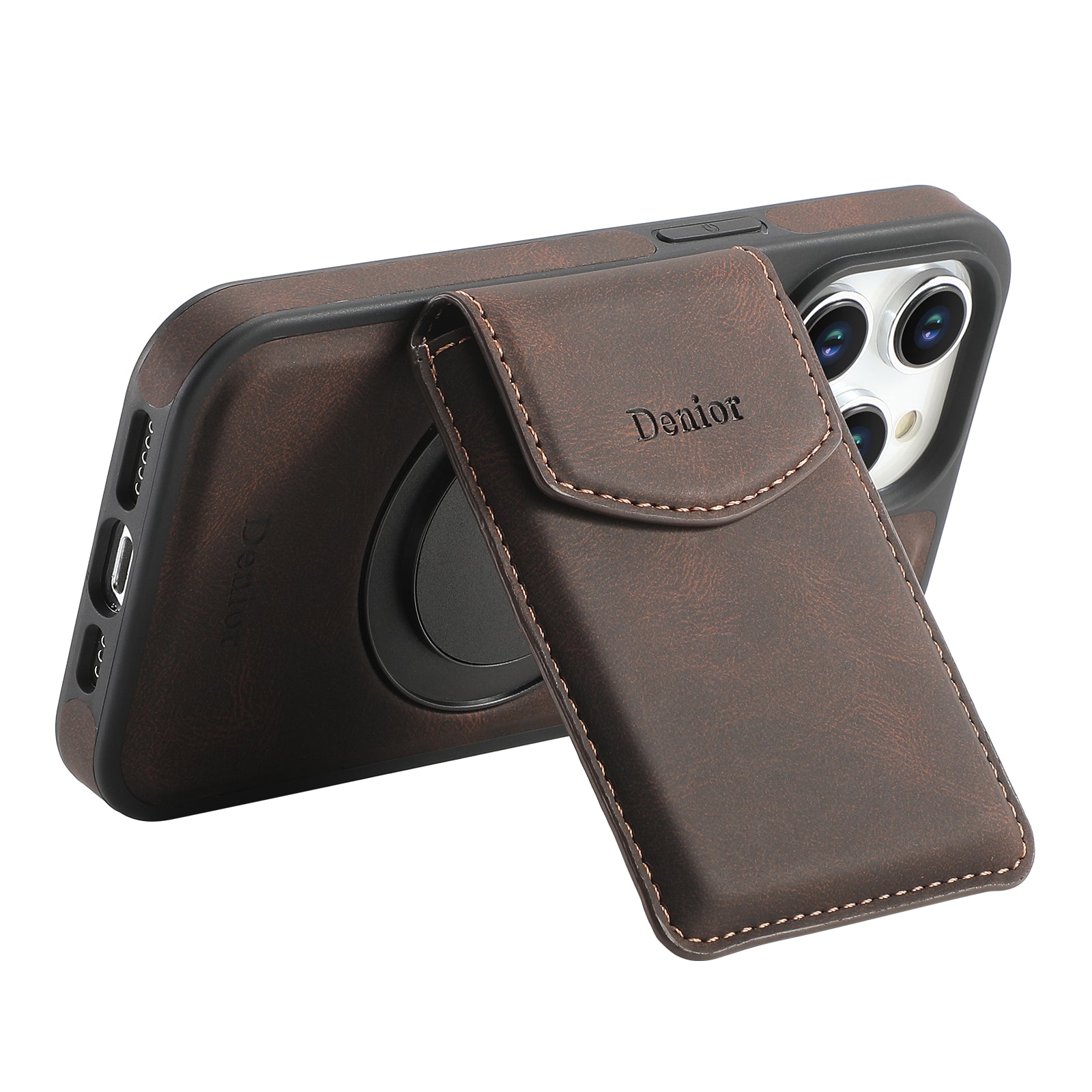 iPhone Series 2IN1 Magnetic Case & Card Bag(Brown)