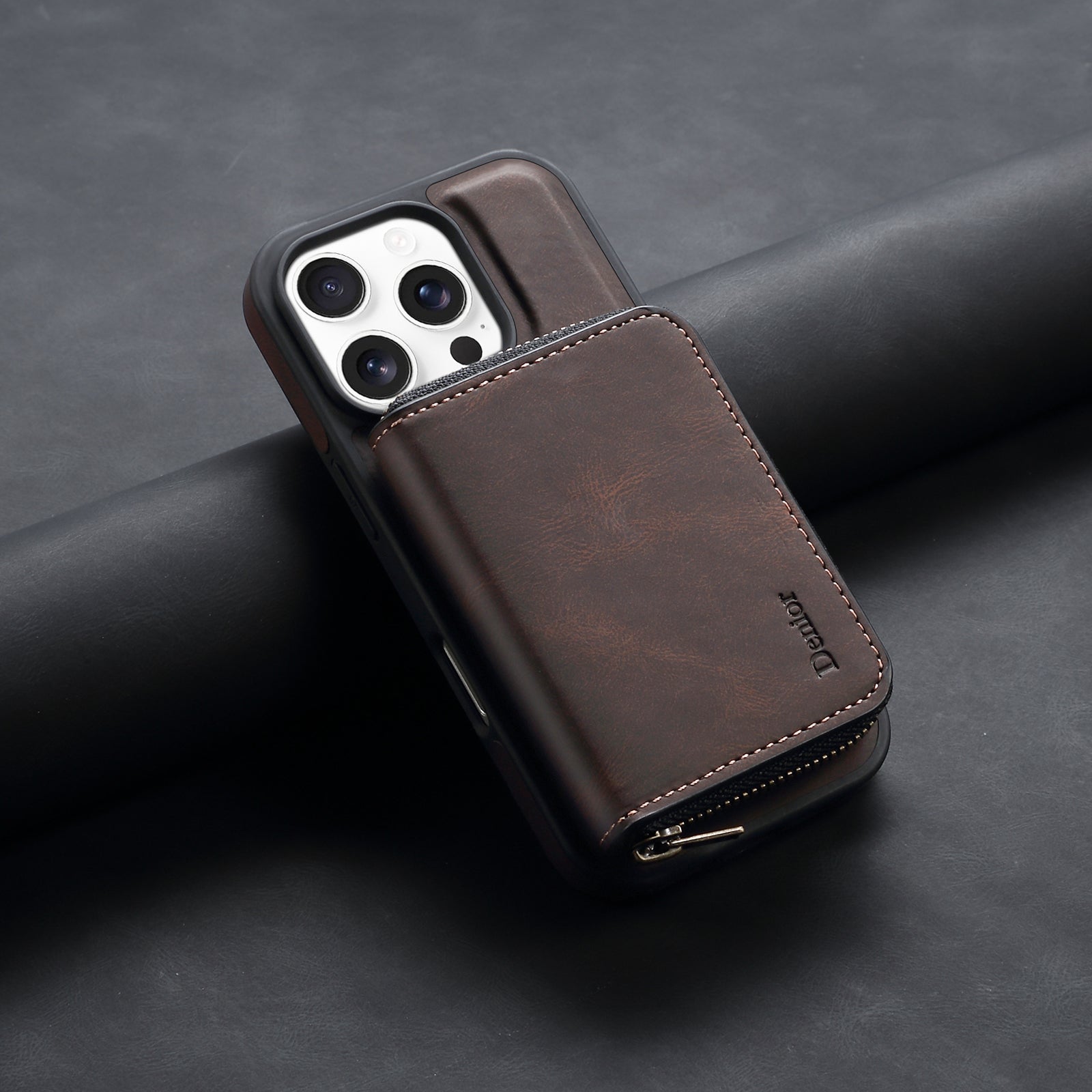 iPhone Series 2IN1 Magnetic Case & RFID Card Bag(Brown)