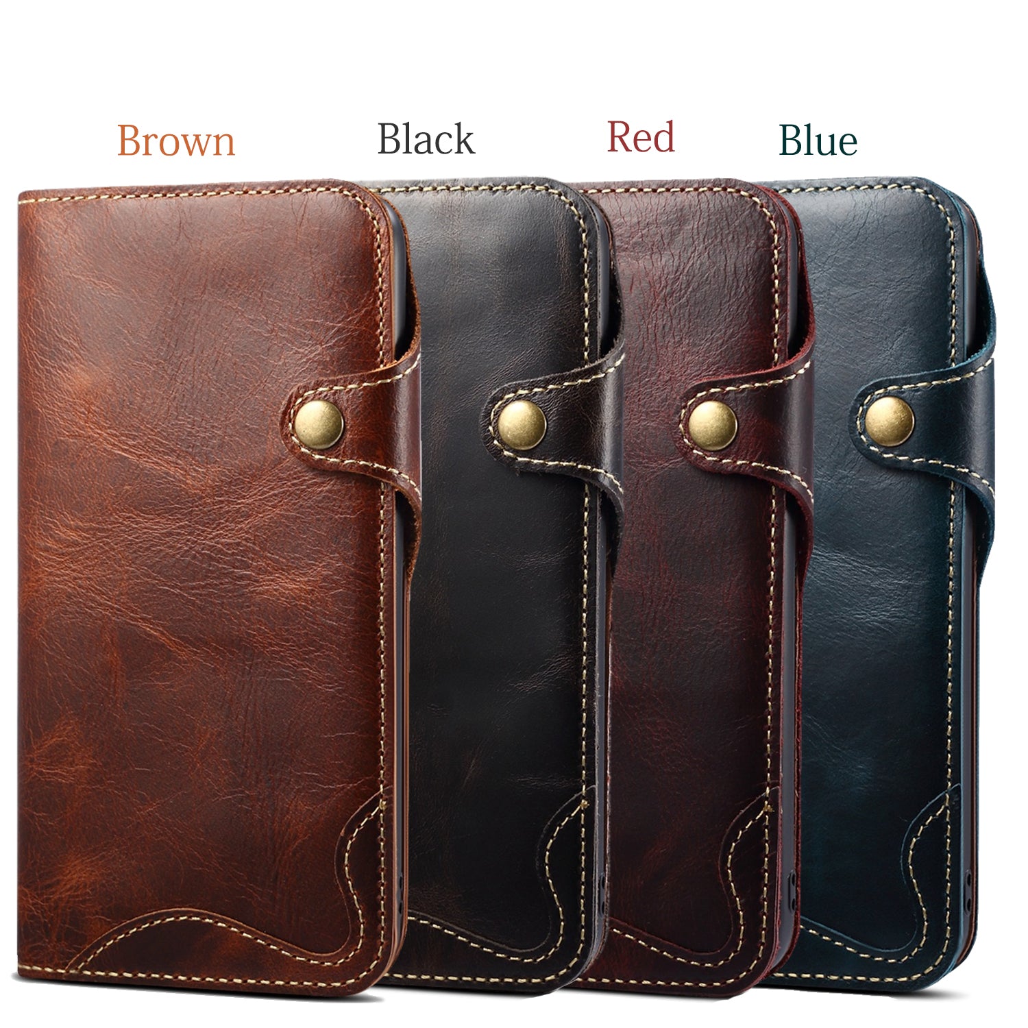 iPhone 13/12 Min/11/7/8 Plus/Xs Max Series Genuine Leathe Multi Functional Card Insertion Flip Wallet Holder Phone Caseļ¼Blueļ¼