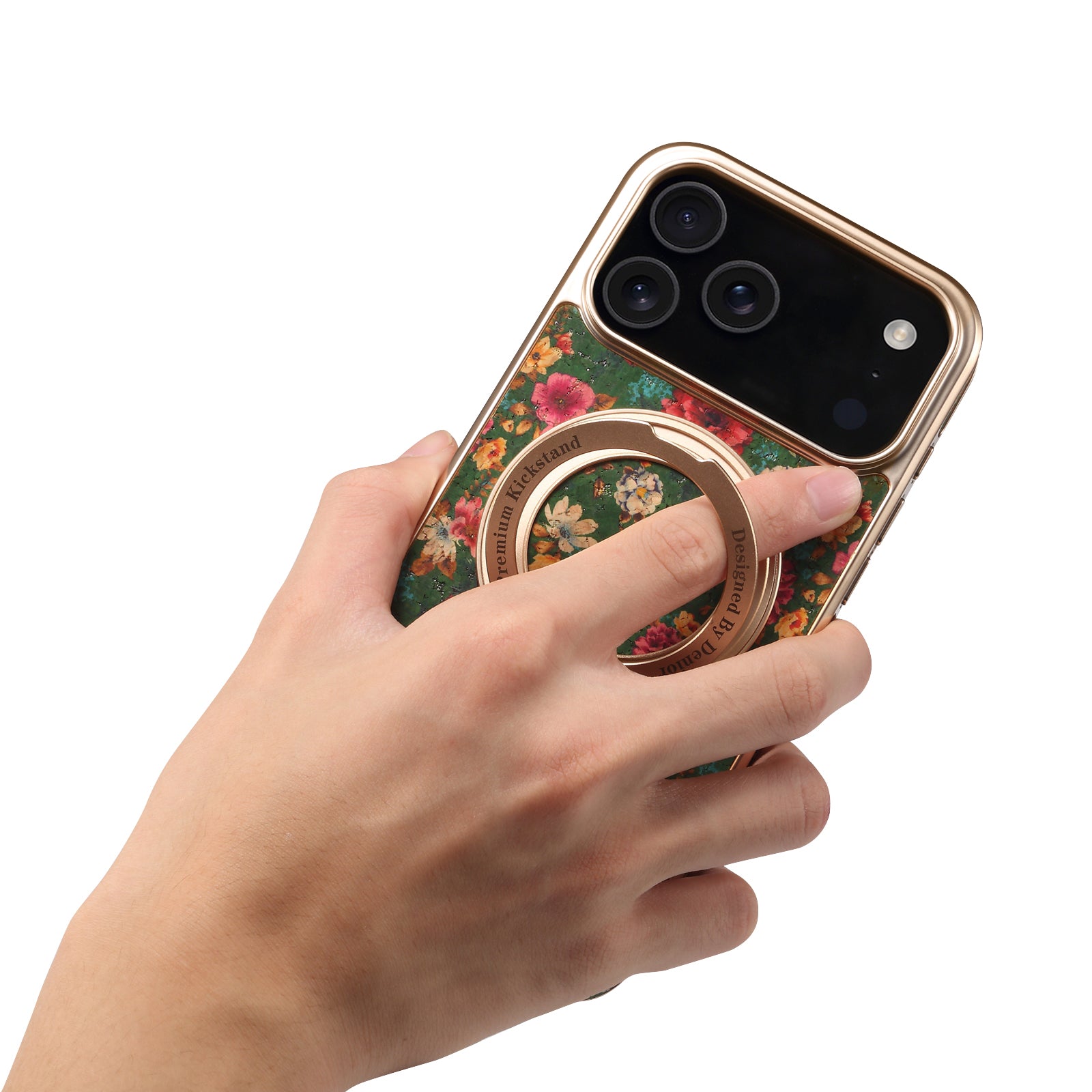 IPhone Series 360 ° Rotating Bracket Anti Drop Cork Phone Case (Green)