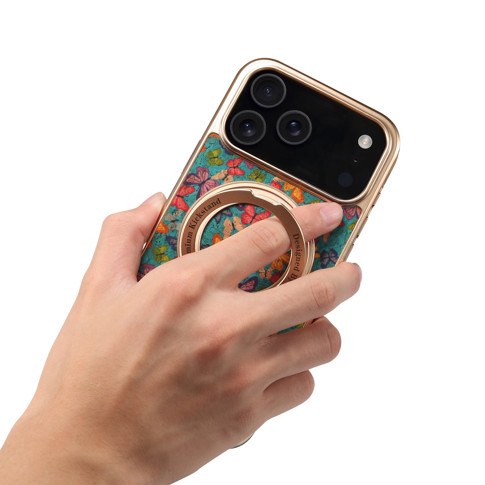 IPhone Series 360 ° Rotating Bracket Anti Drop Cork Phone Case (Blue)