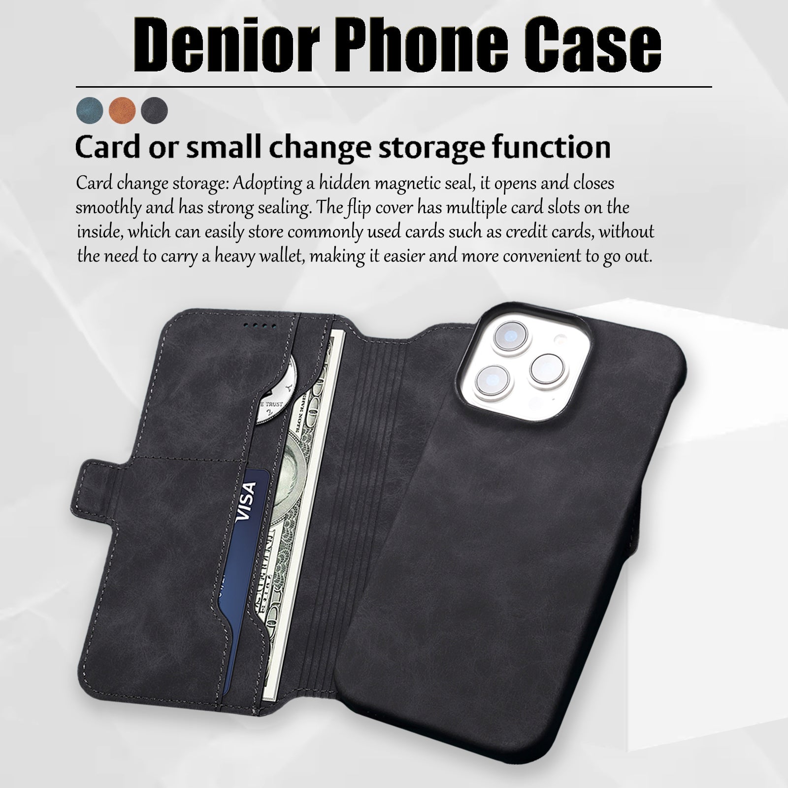 2IN1 Detachable Magnetic iPhone Phone Case & Card Pocket(Black)