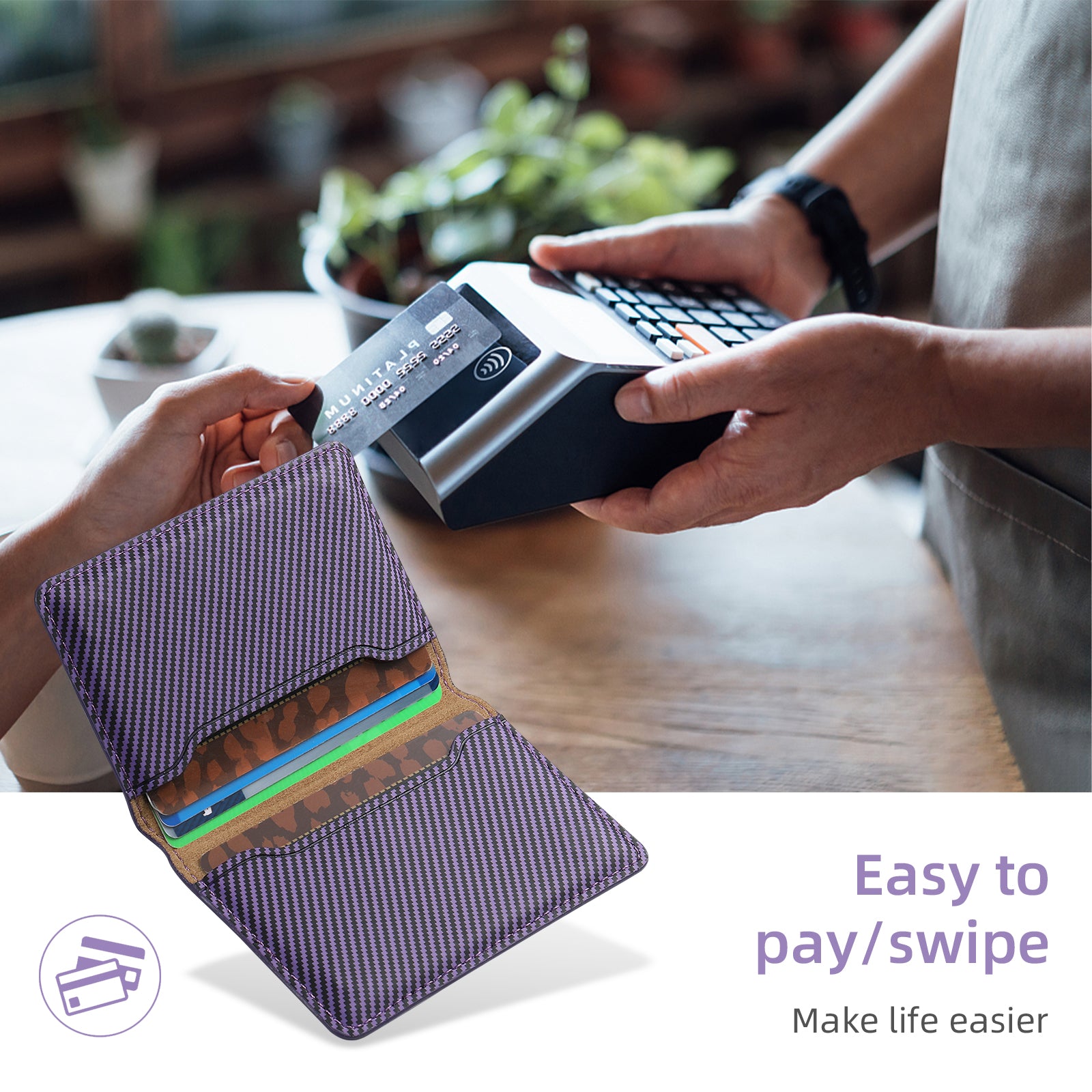 RFID Magnetic Slim Credit Card Bag(Purple)