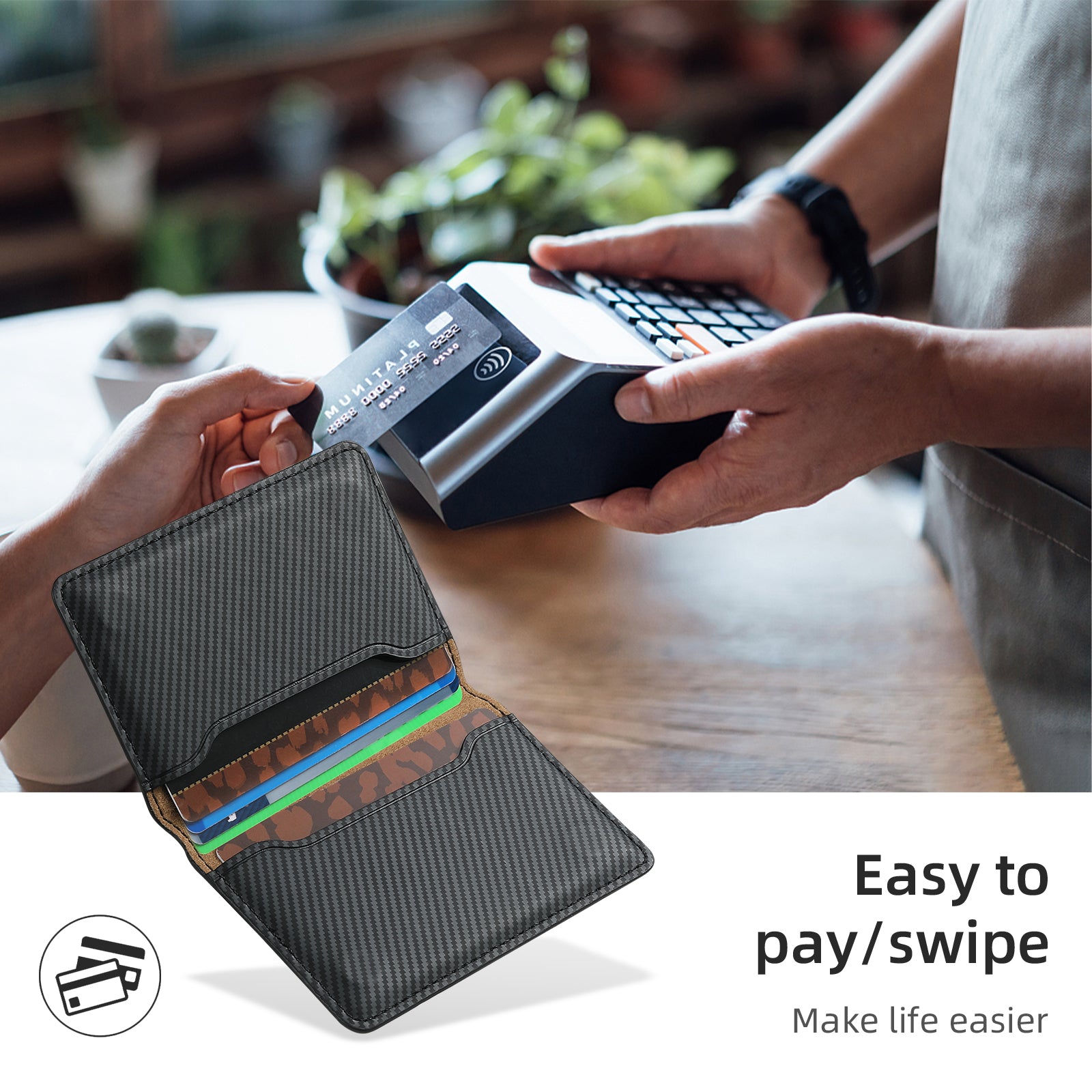 RFID Magnetic Slim Credit Card Bag(Black)