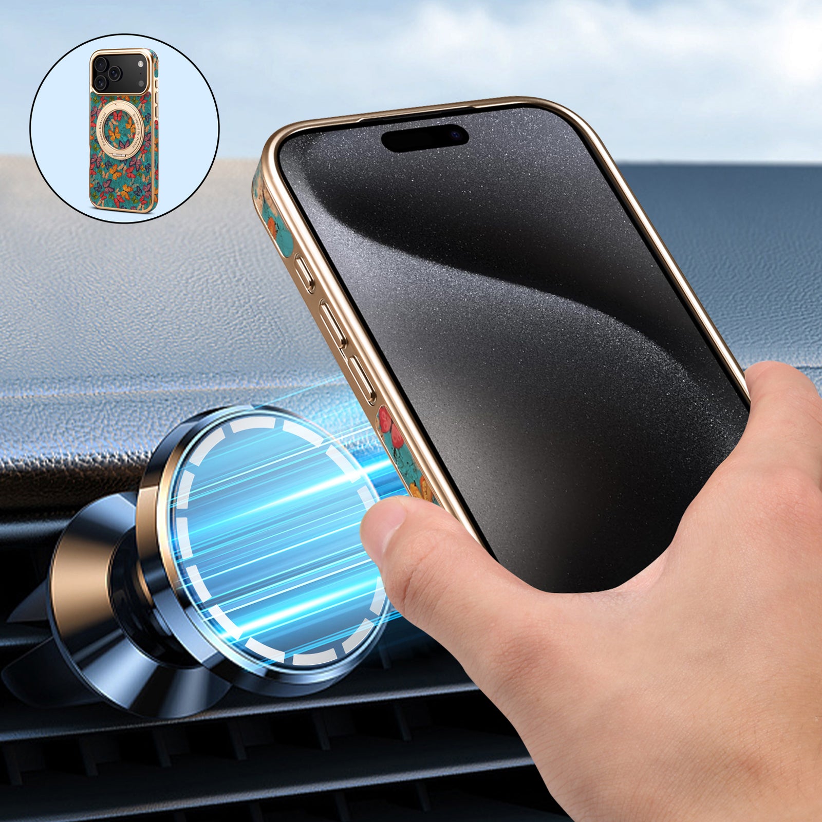 IPhone Series 360 ° Rotating Bracket Anti Drop Cork Phone Case (Blue)