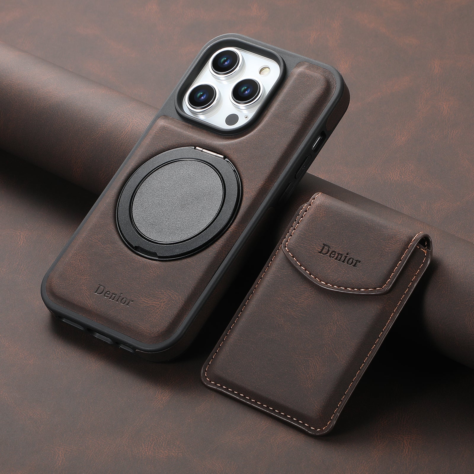 iPhone Series 2IN1 Magnetic Case & Card Bag(Brown)