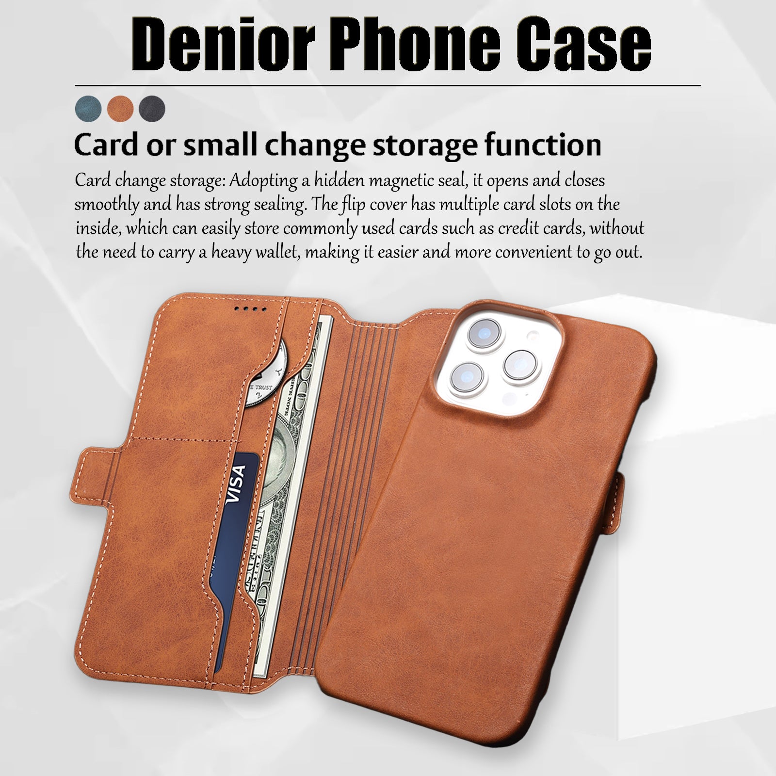 2IN1 Detachable Magnetic iPhone Phone Case & Card Pocket(Brown)