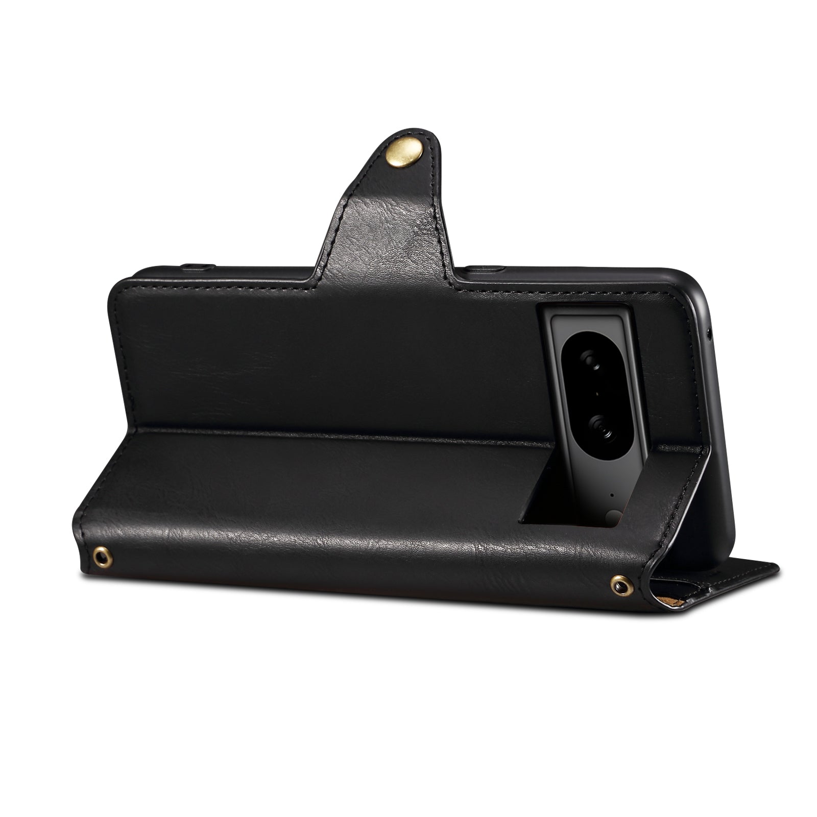 Google Simple PU Leather Flip Card Wallet Stand Phone Case(Black)