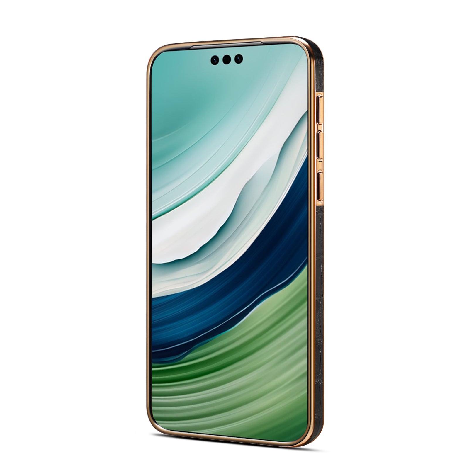 Huawei Series Top Layer Alligator Pattern Cowhide Electroplated Border Anti Drop Genuine Leather Phone Caseļ¼Blackļ¼