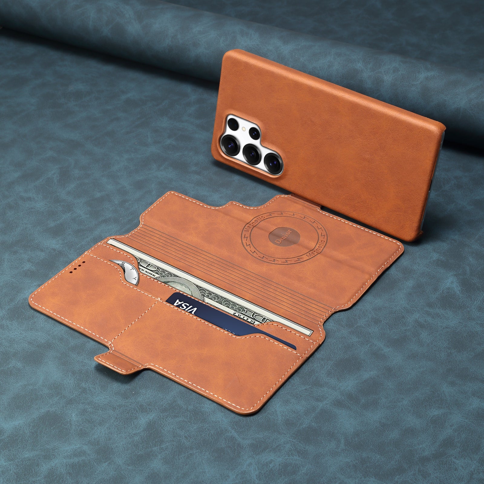 2IN1 Detachable Magnetic Samsung Phone Case & Card Pocket(Brown)
