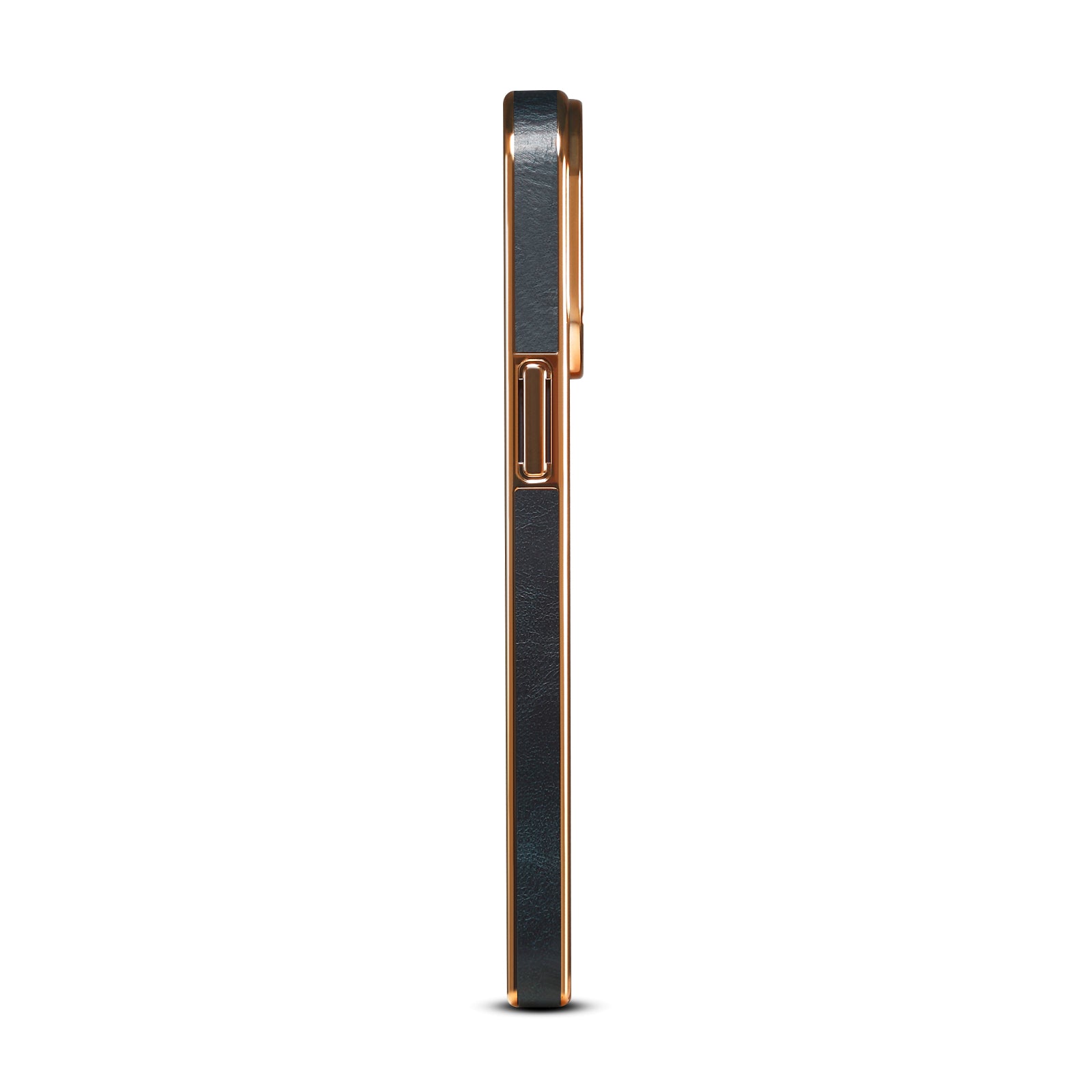 iPhone Top Layer Cowhide Electroplated Border Anti Drop Genuine Leather Phone Caseļ¼Blueļ¼