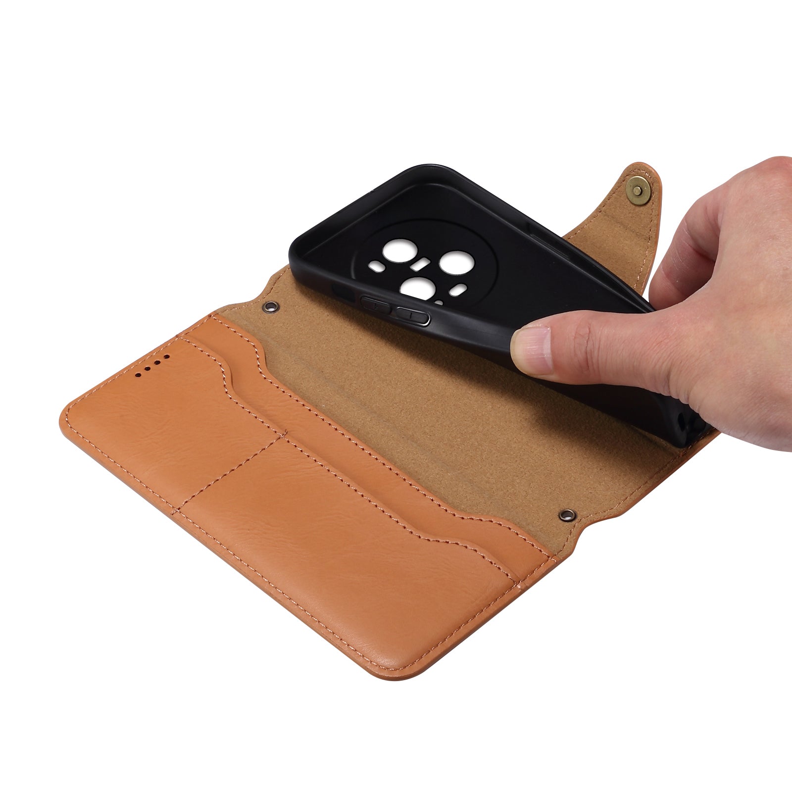 Honor Simple PU Leather Flip Card Wallet Stand Phone Case(Khaki)