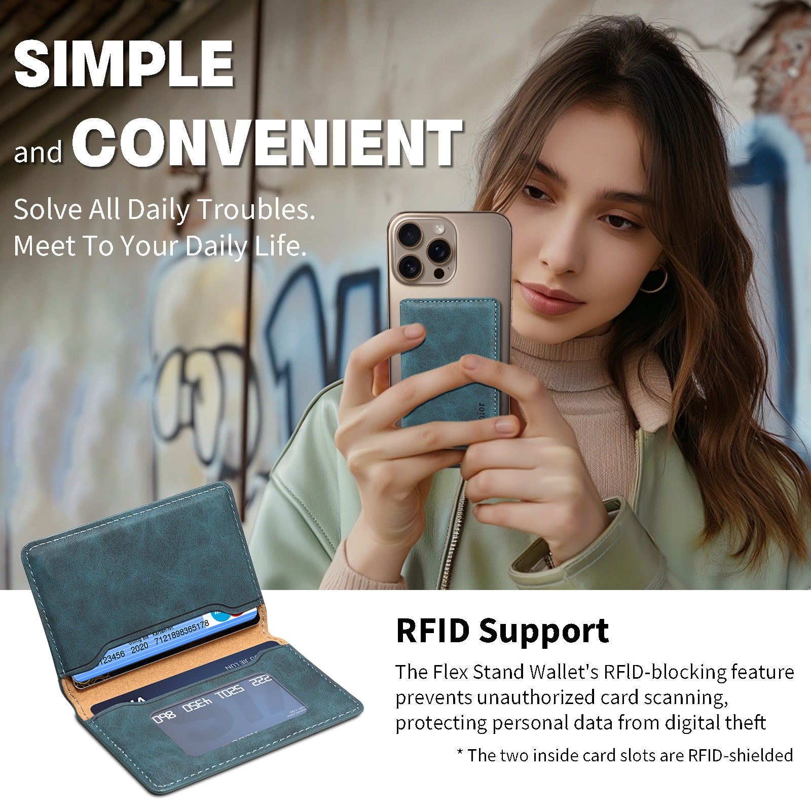 RFID Magnetic Slim Credit Card Bag(Blue)