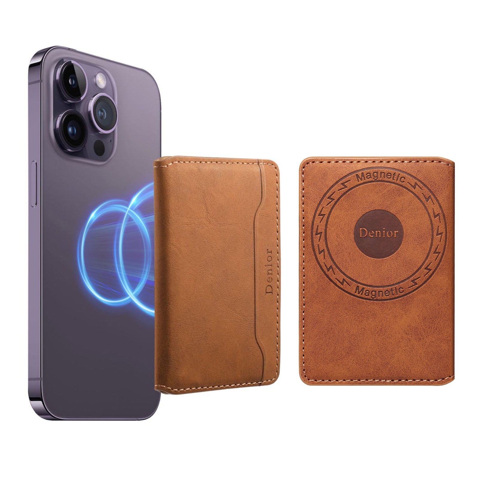 Magnetic Slim Credit Card Wallet (Brown)